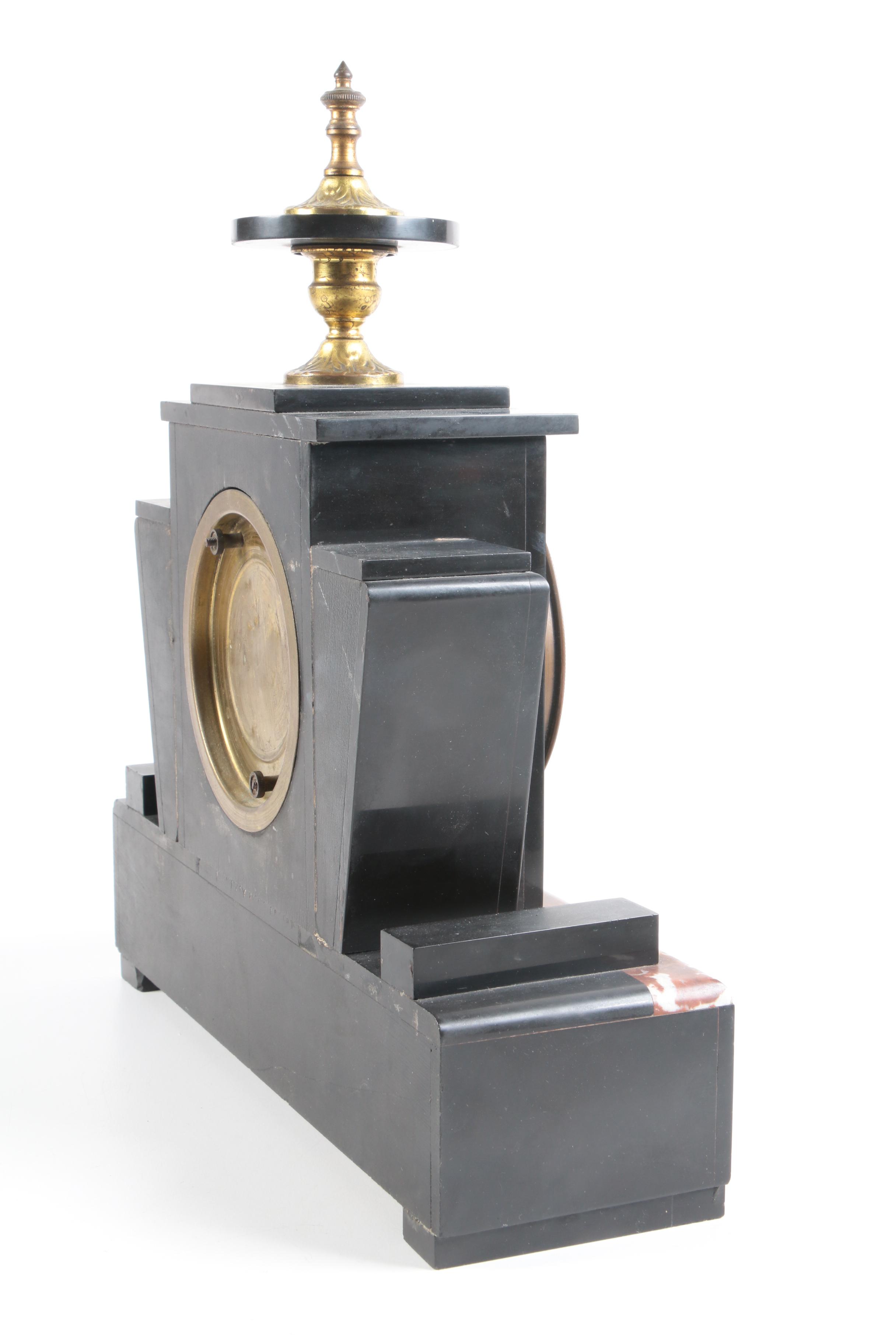 Art Deco Slate and Marble Garniture Set