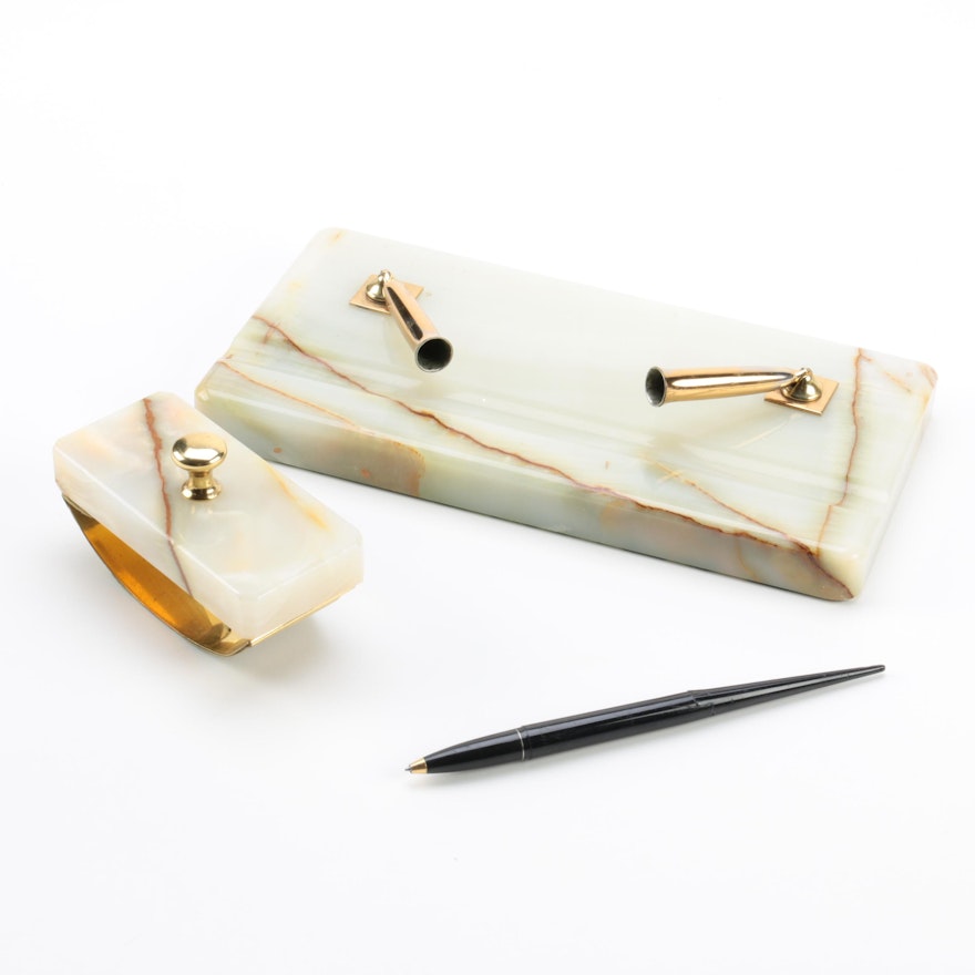 Calcite Pen Holder and Accessories