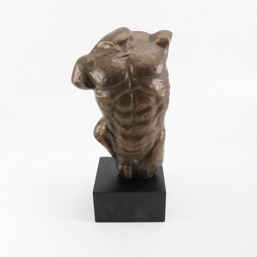Cast Bronze Sculpture of a Male Torso