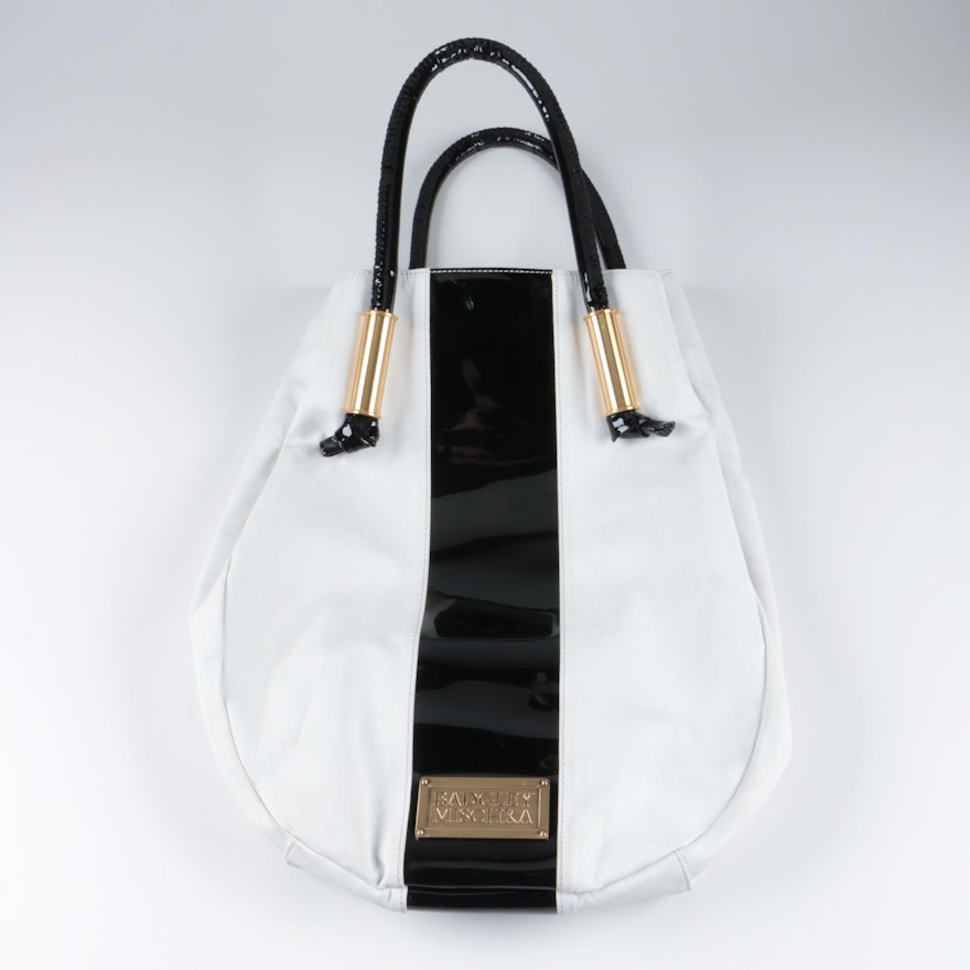 Badgley Mischka Black and White Leather Tote