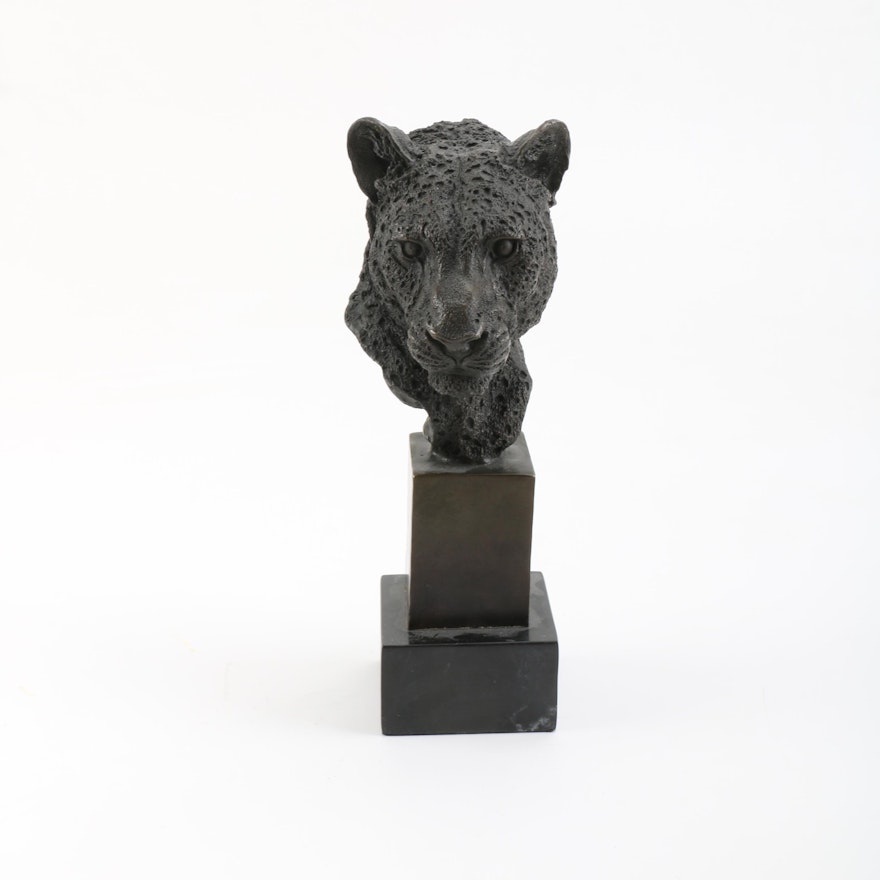 P. J. Mene Bronze Cheetah Bust