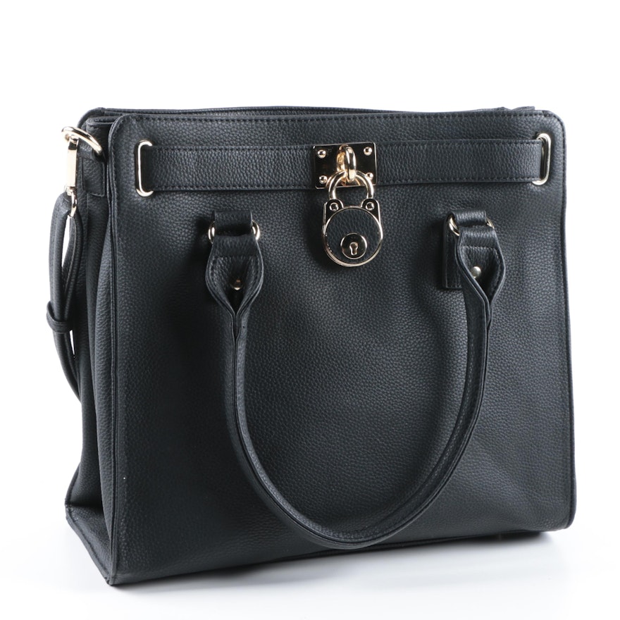 Black Faux Leather Handbag