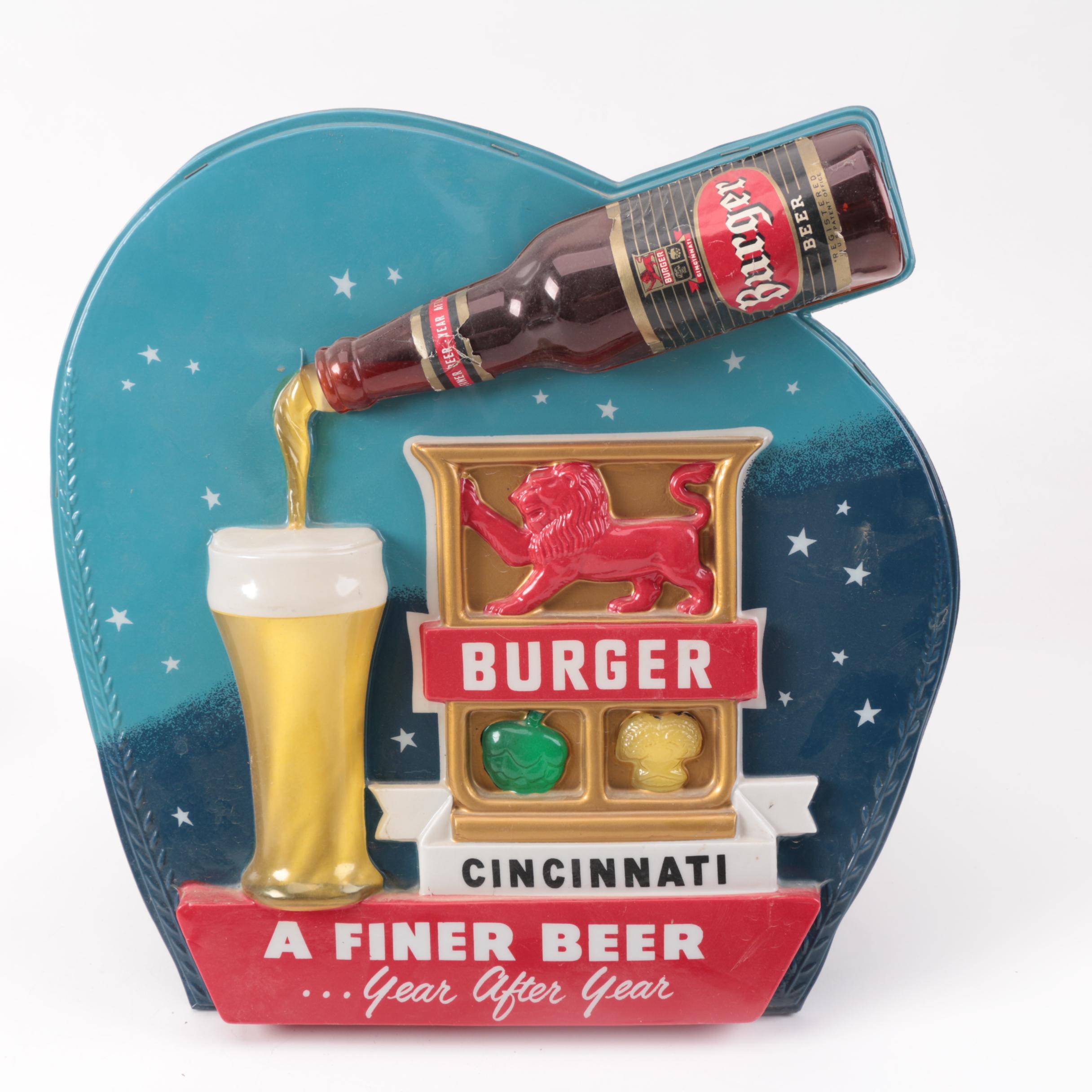 1950s Burger Beer Cincinnati Lighted Sign