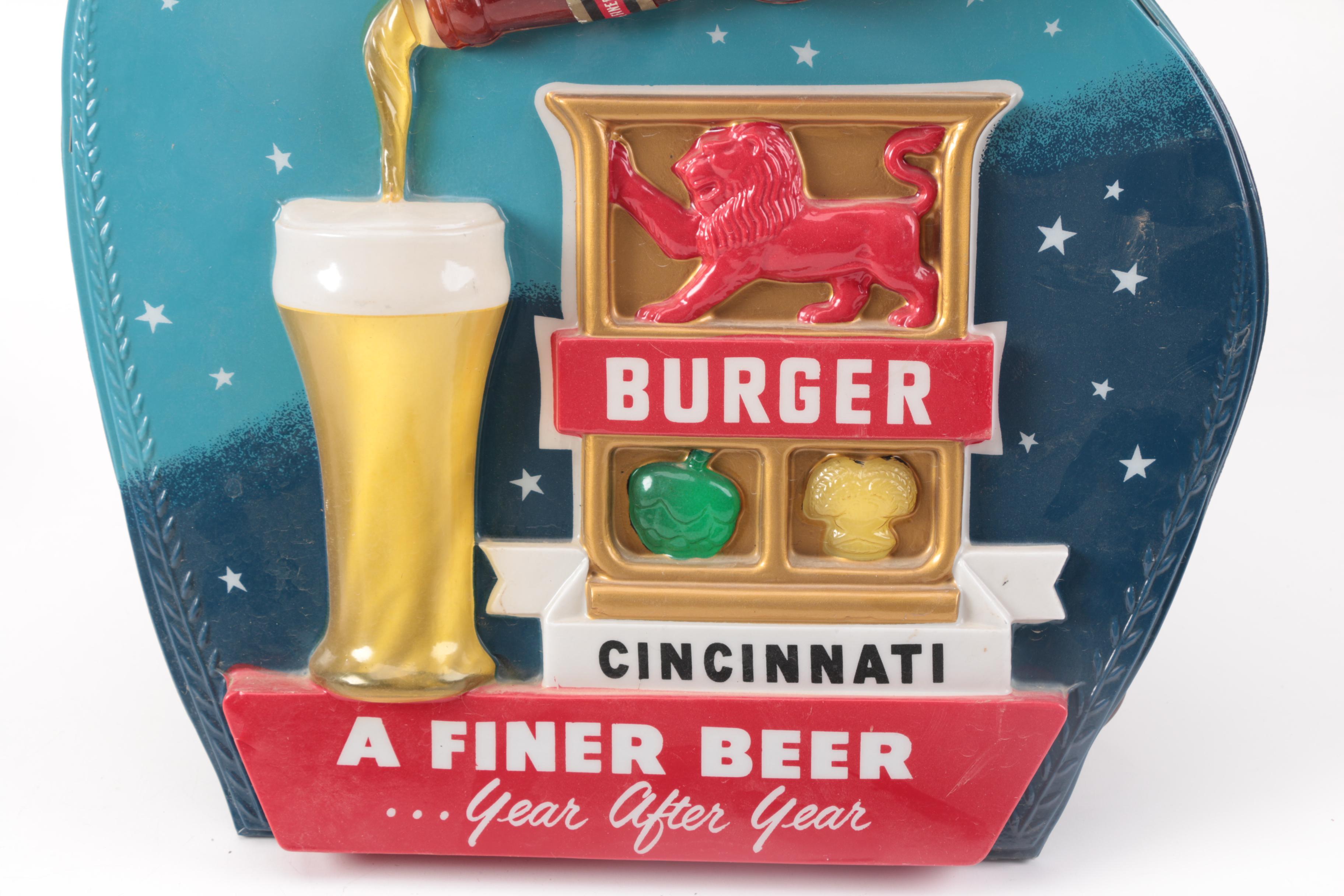 1950s Burger Beer Cincinnati Lighted Sign