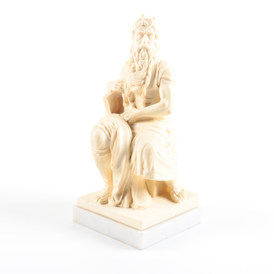 Mid-Century Italian Reproduction Alabaster Figure After Michelangelo's "Moses"