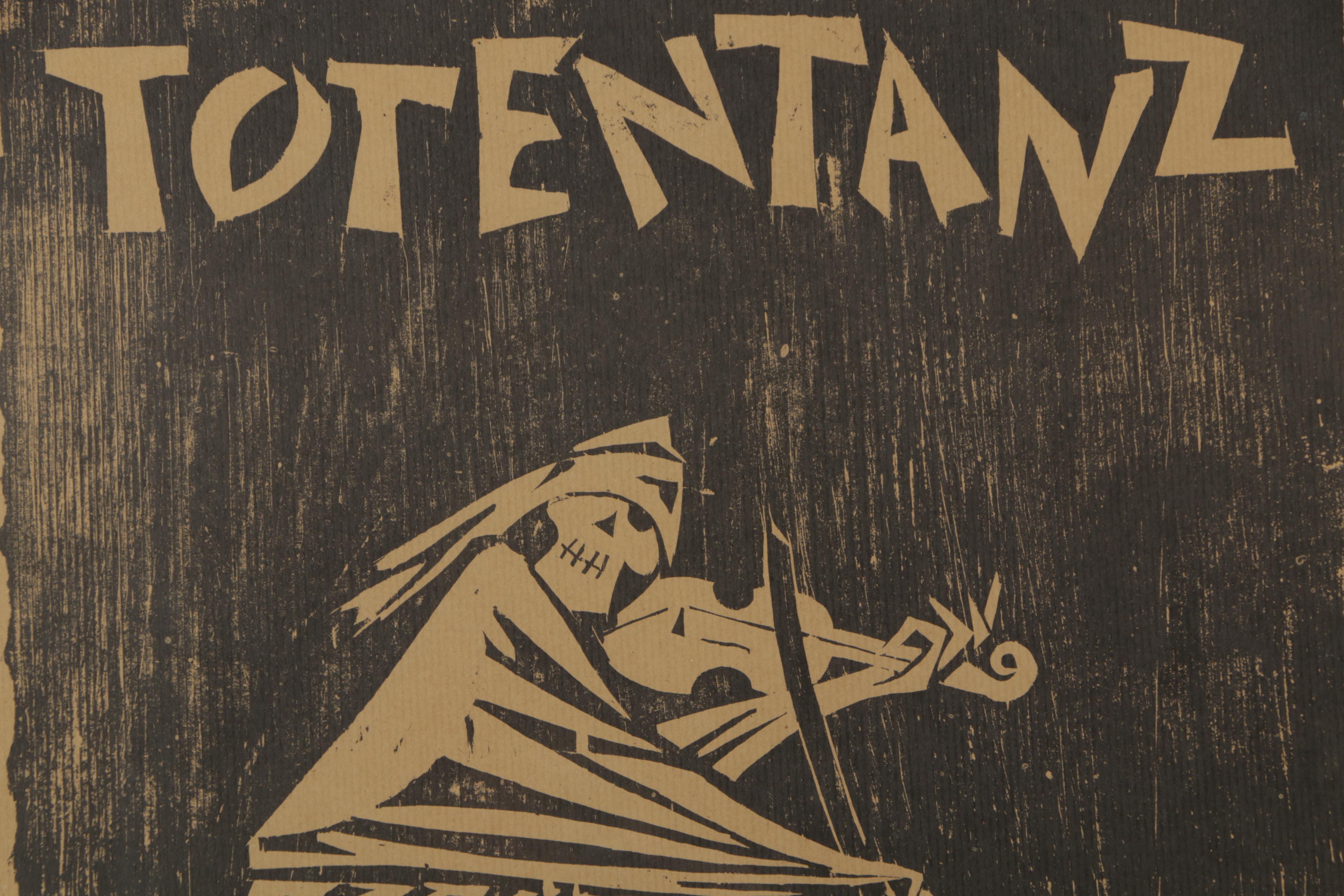 Woodcut Print Totentanz Show Bill Poster