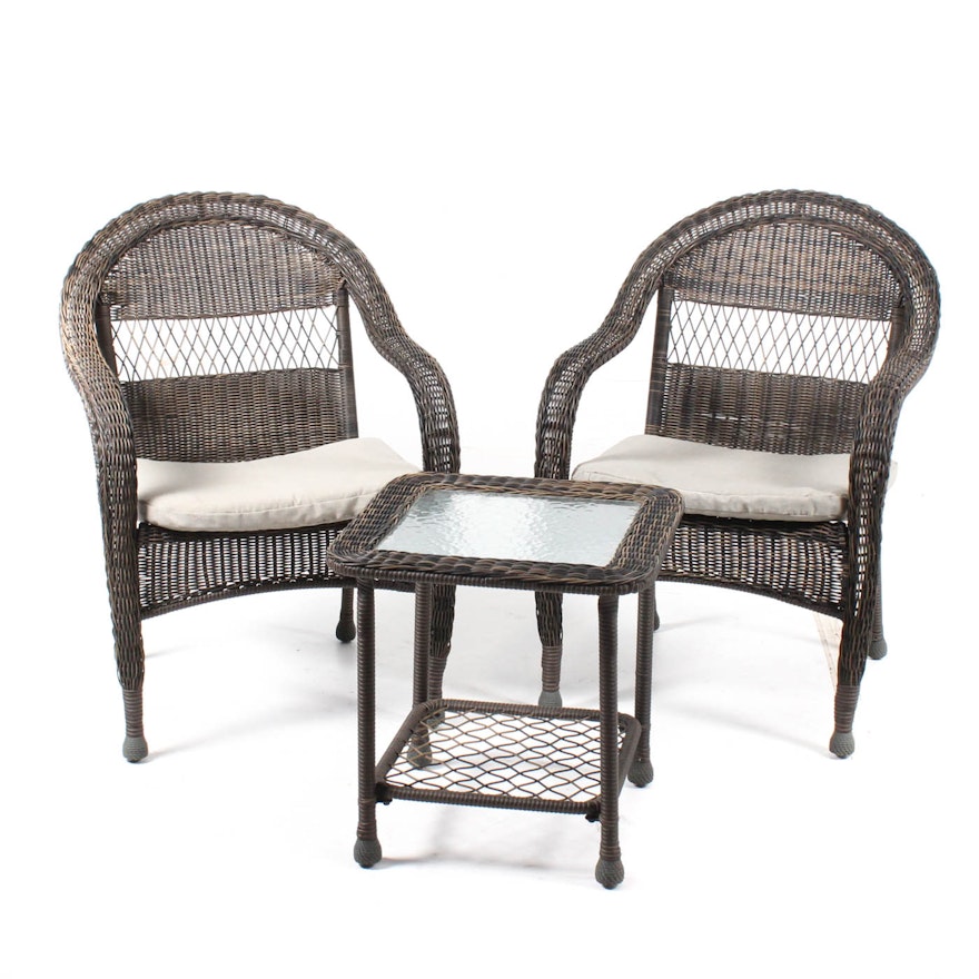 Outdoor Wicker Chairs and Side Table