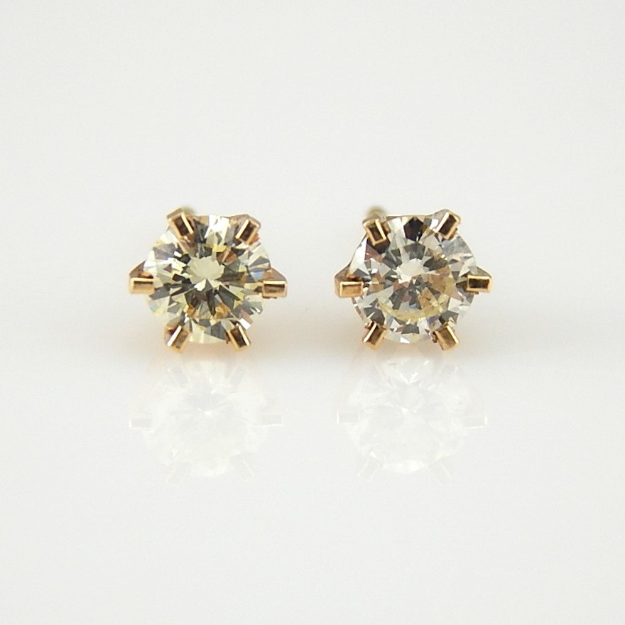 14K Yellow Gold 0.52 CTW Diamond Stud Earrings