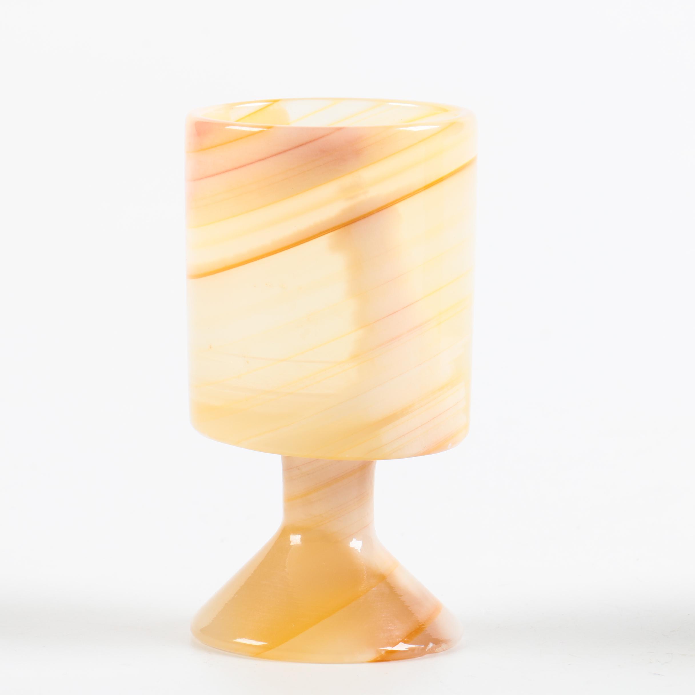 Banded Calcite Cups and Tray