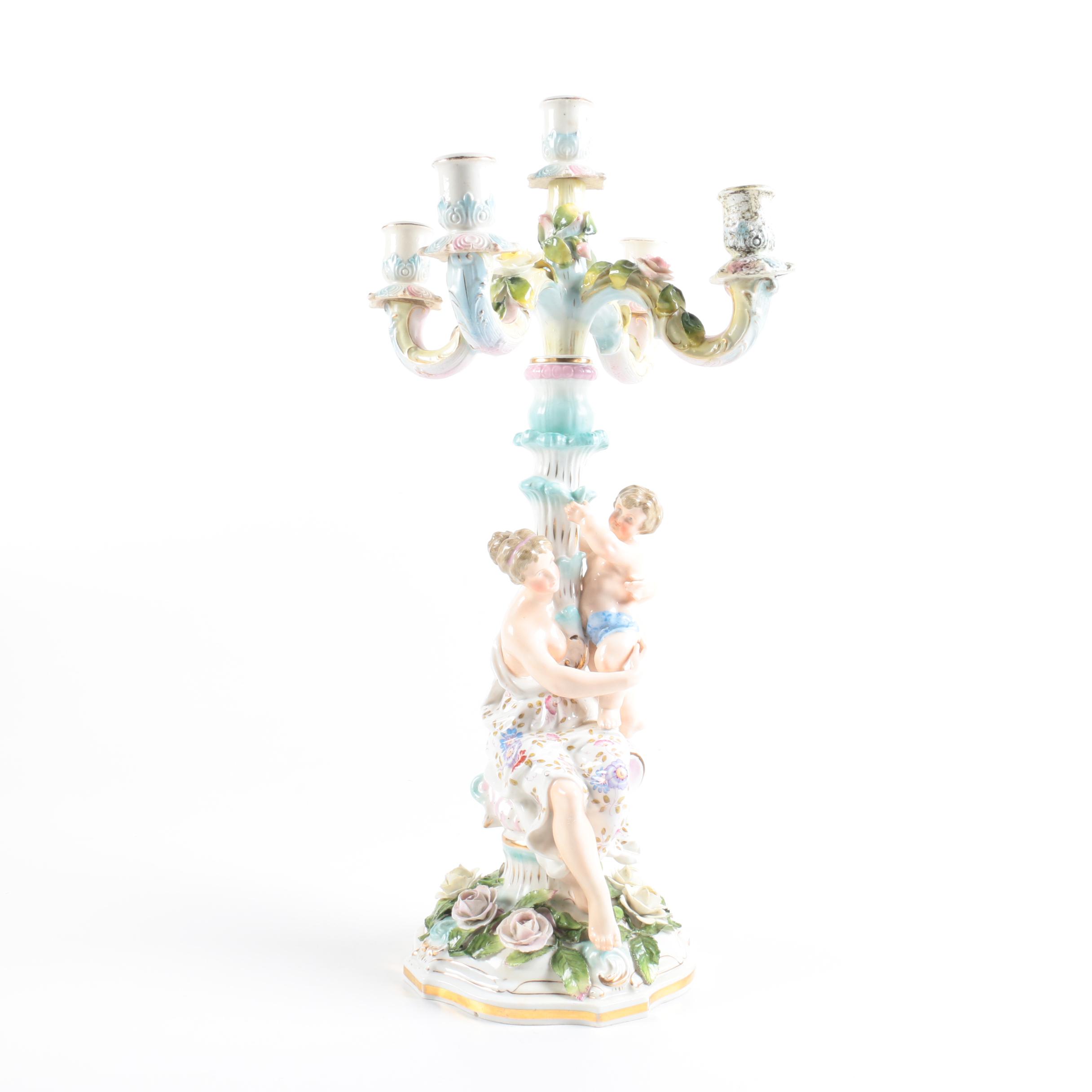 Figural Porcelain Candelabra