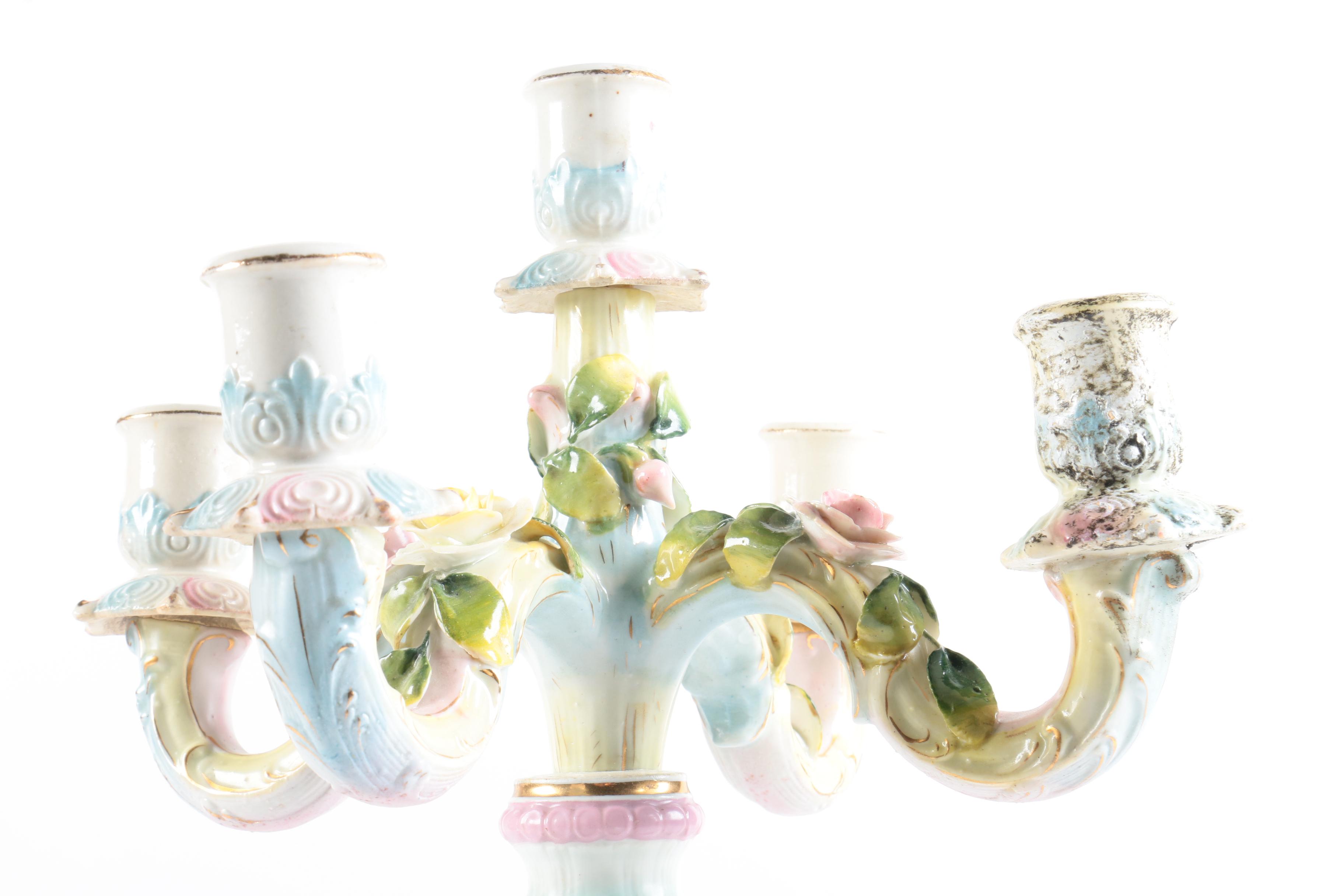 Figural Porcelain Candelabra