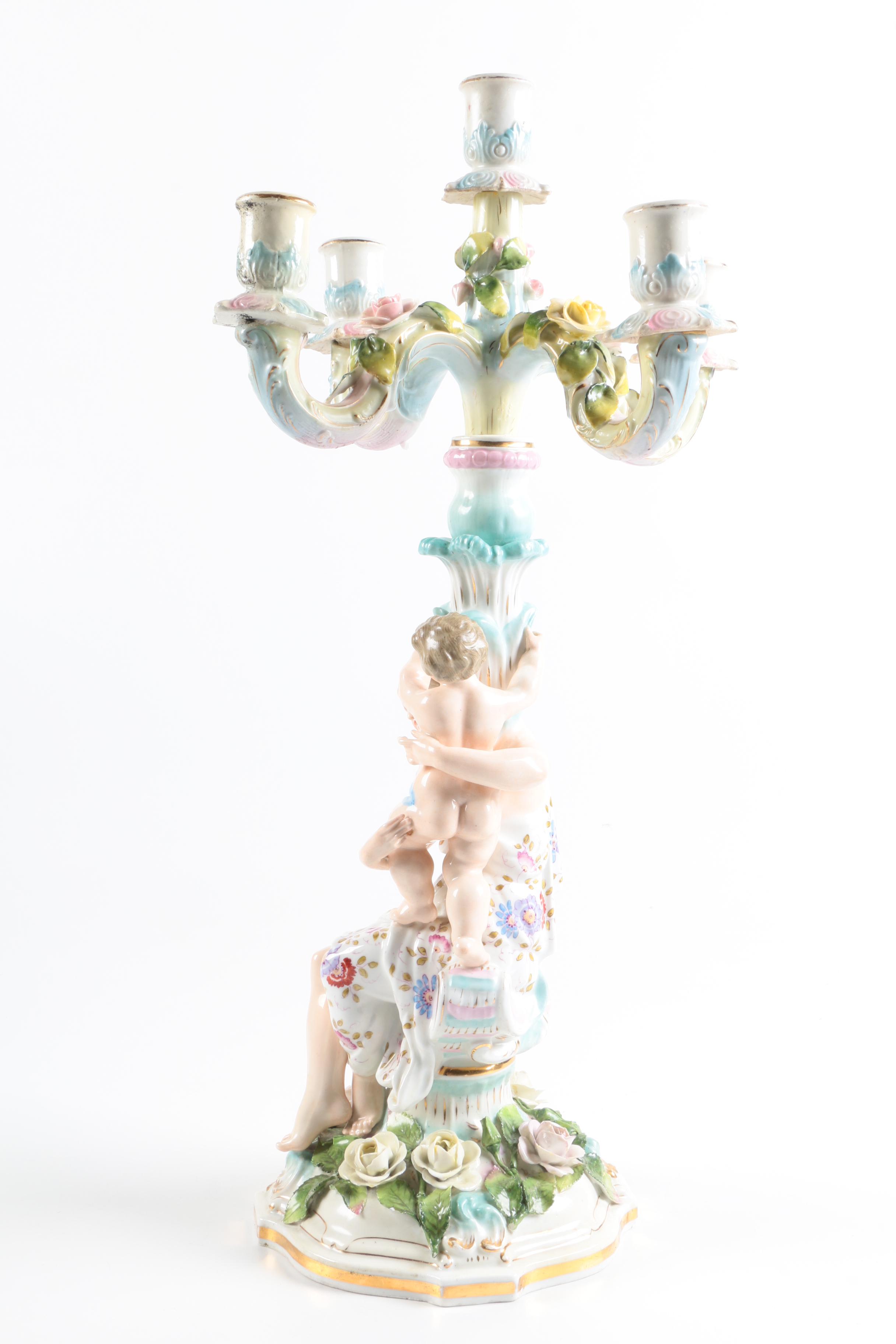 Figural Porcelain Candelabra