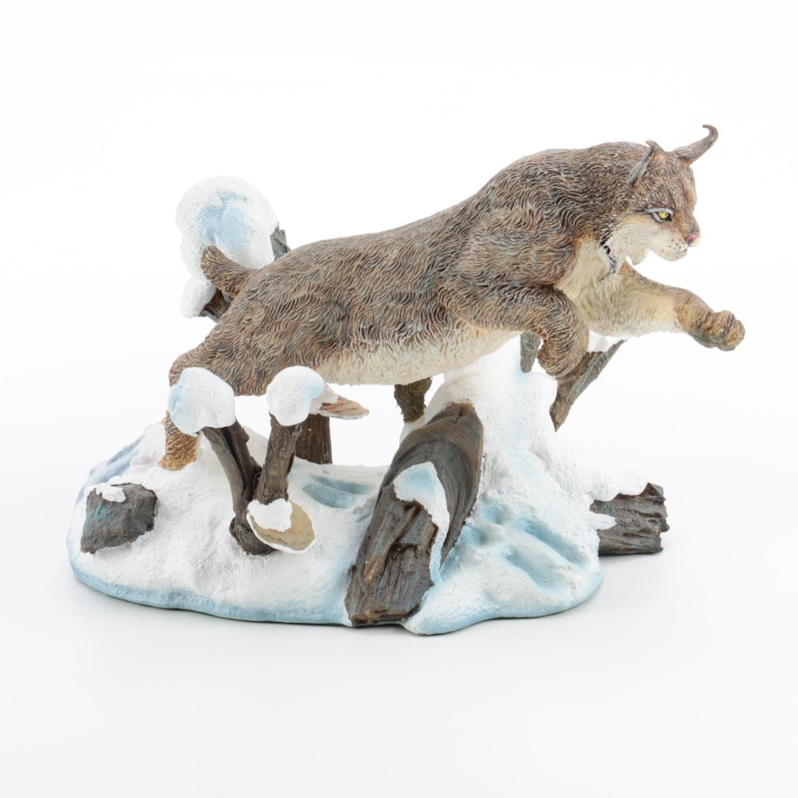 Danbury Mint "Winter Chase" Bobcat Figurine by Nick Bibby