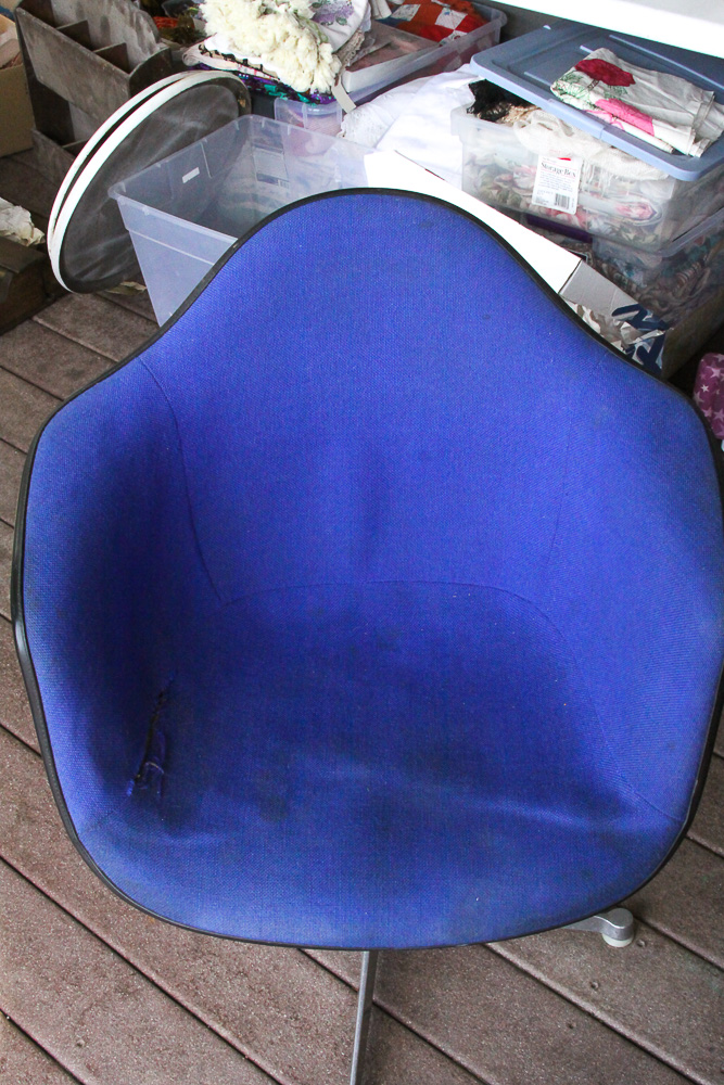 Eames for Herman Miller Blue Upholstered Molded Fiberglass Chairs