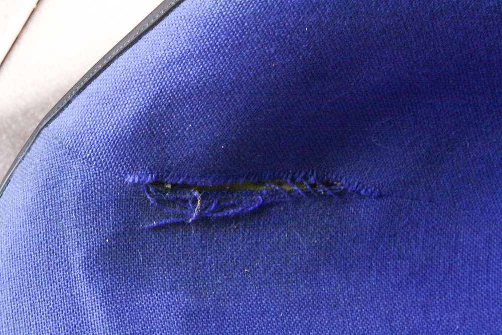 Eames for Herman Miller Blue Upholstered Molded Fiberglass Chairs