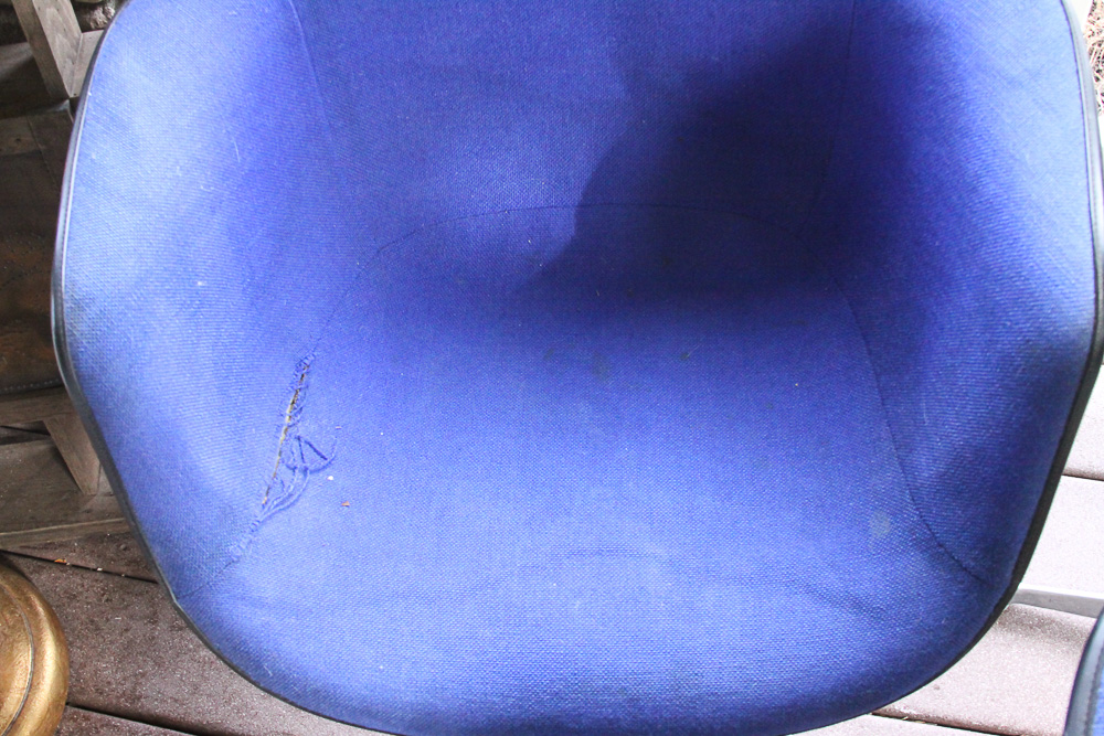 Eames for Herman Miller Blue Upholstered Molded Fiberglass Chairs