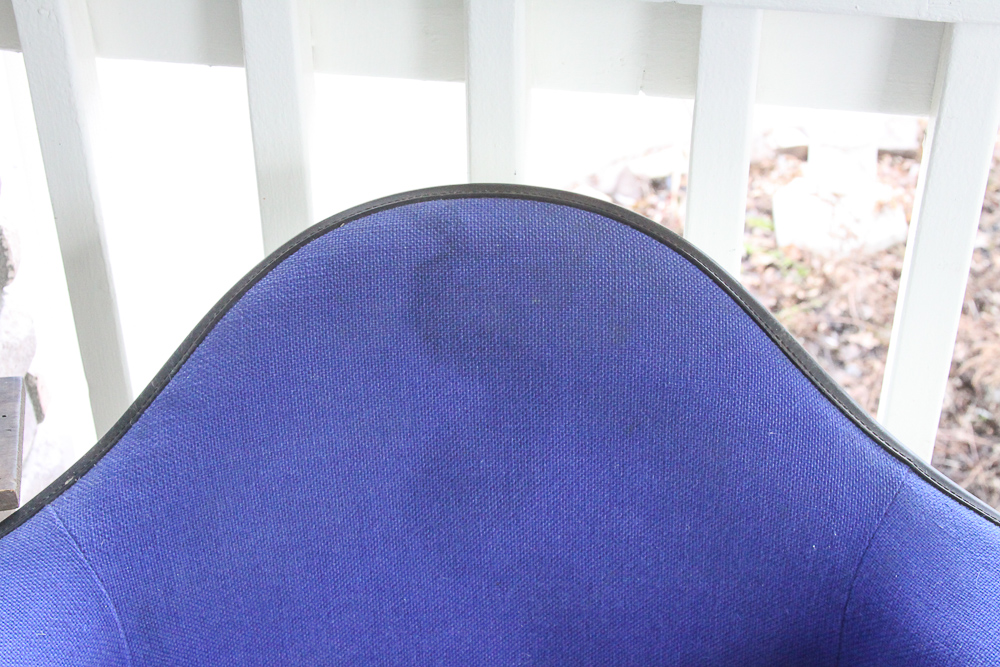 Eames for Herman Miller Blue Upholstered Molded Fiberglass Chairs