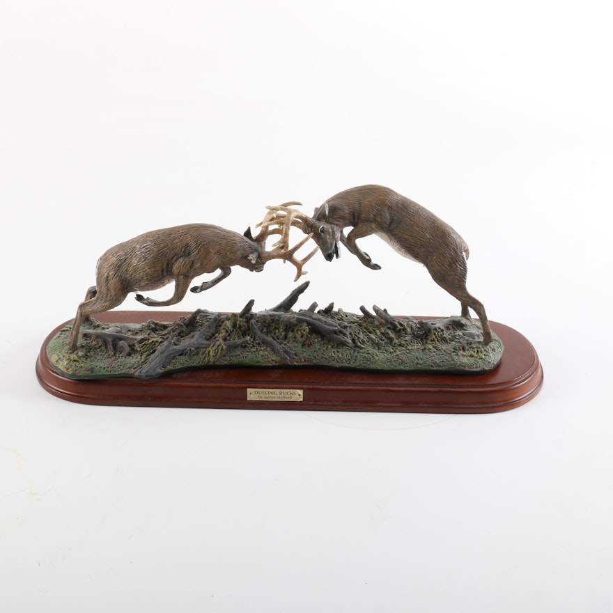 Danbury Mint "Dueling Bucks" Resin Figurine by James Stafford