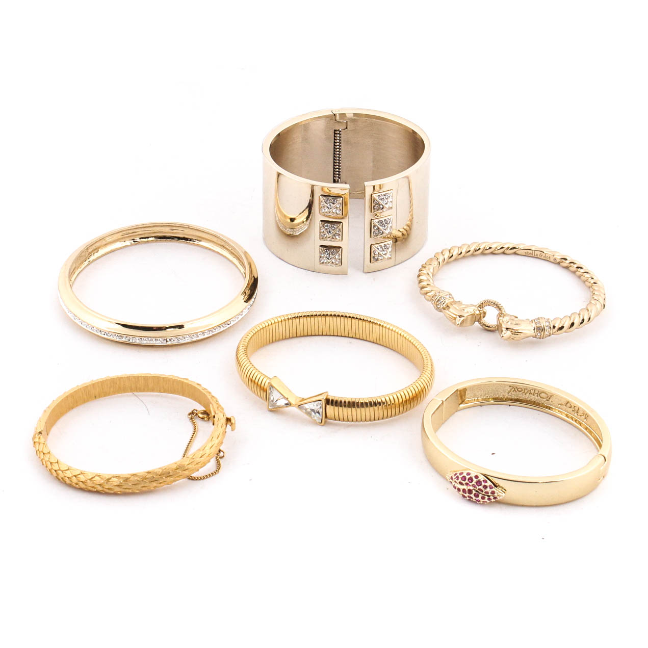 Gold Tone Bracelets Featuring Stella & Dot and Betsey Johnson