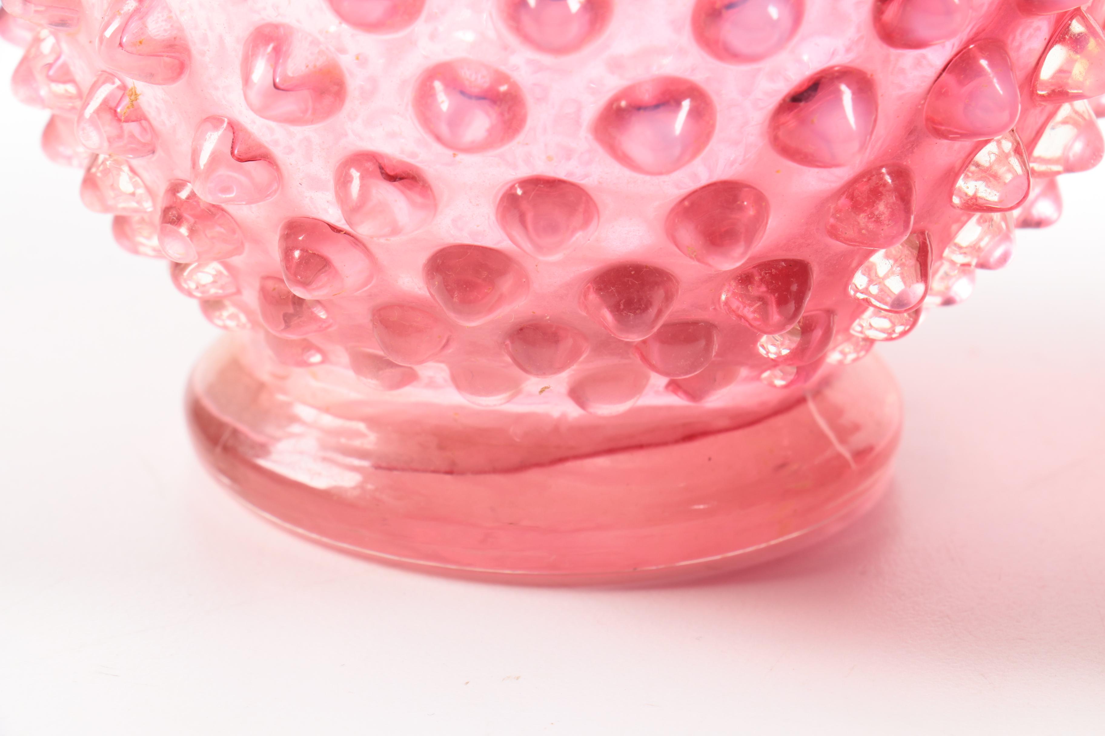 Fenton Opalescent "Hobnail Cranberry" Creamer and Pitcher