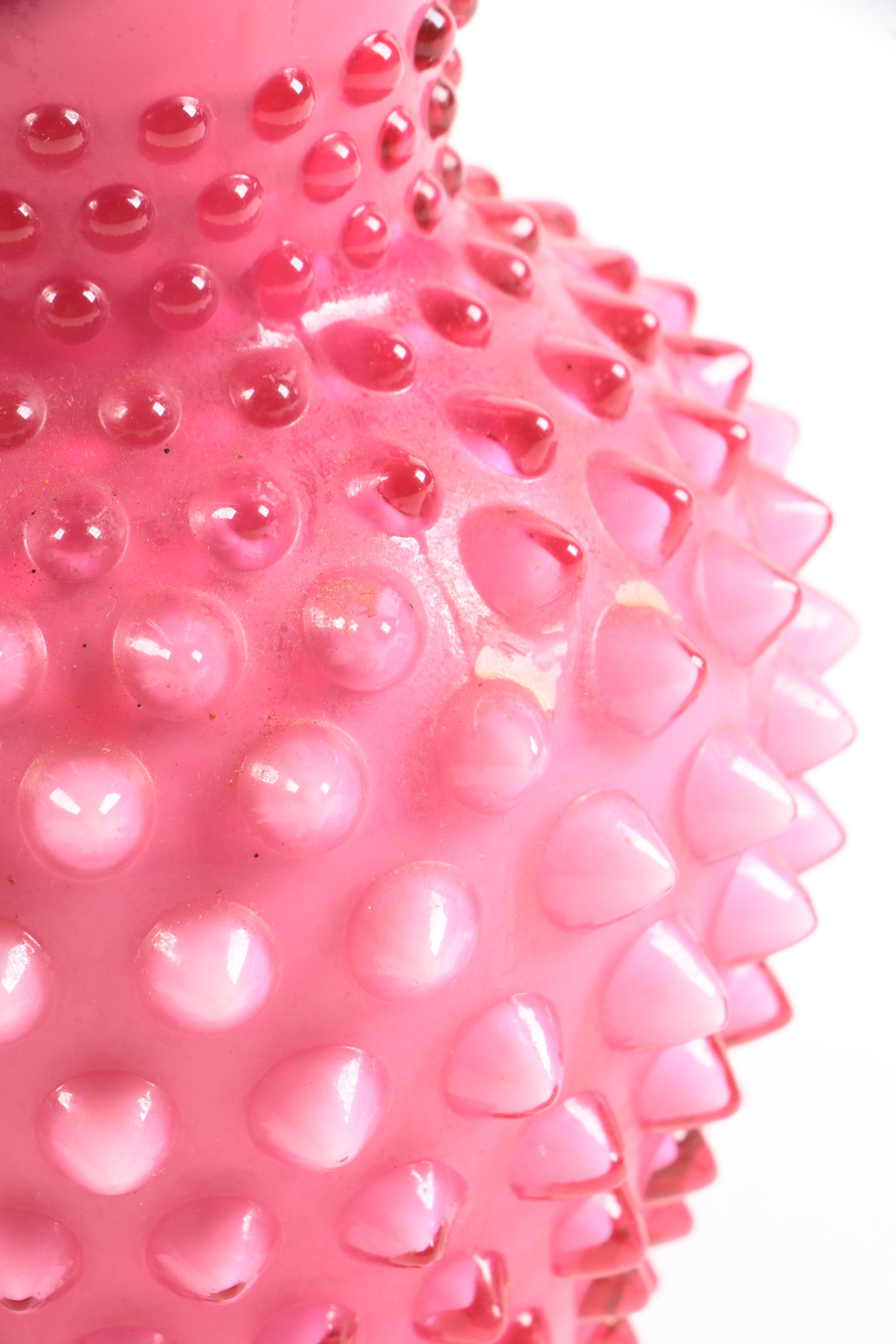 Fenton Opalescent "Hobnail Cranberry" Creamer and Pitcher