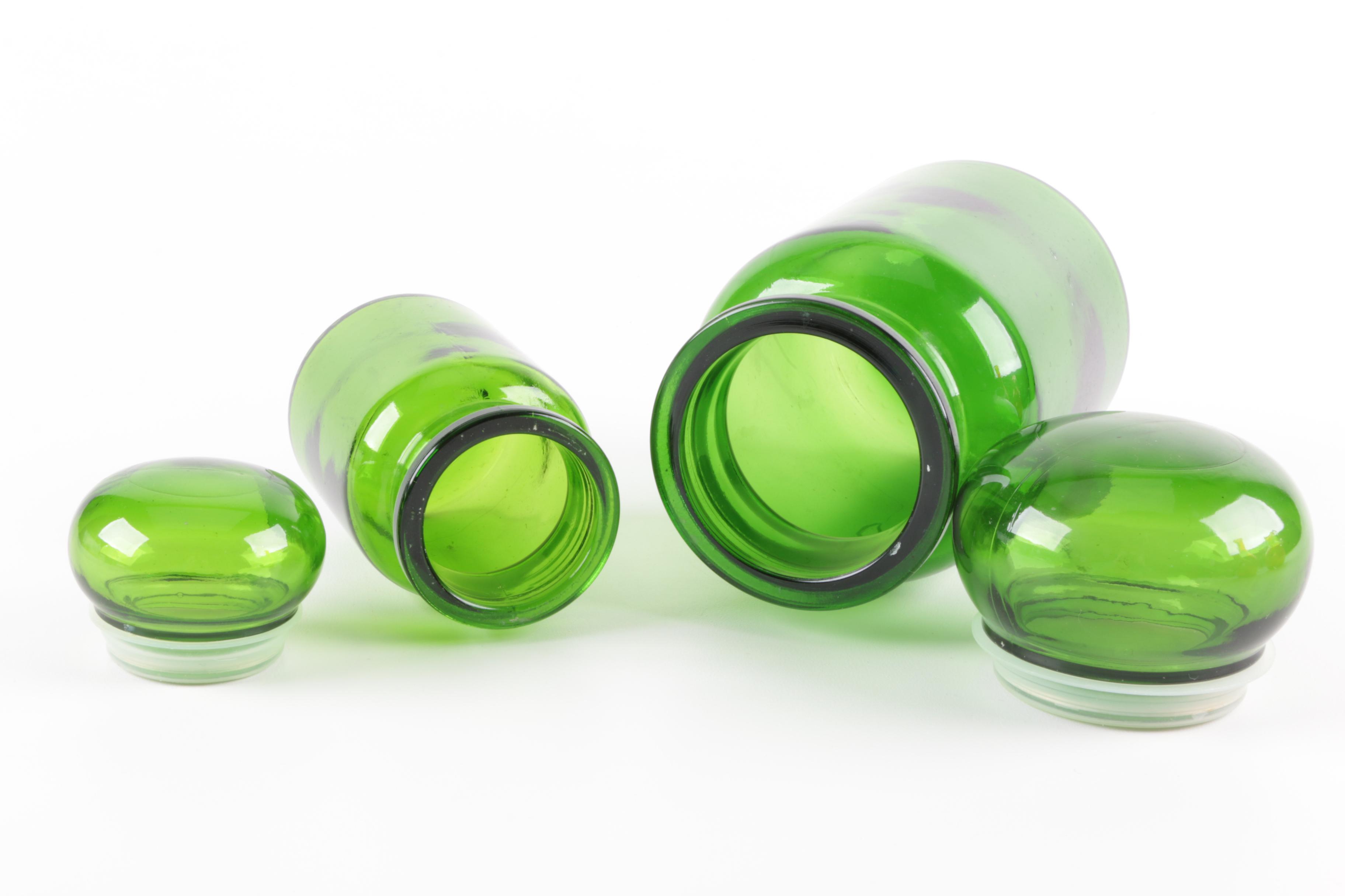 Vintage Red and Green Glass Vases and Bottles