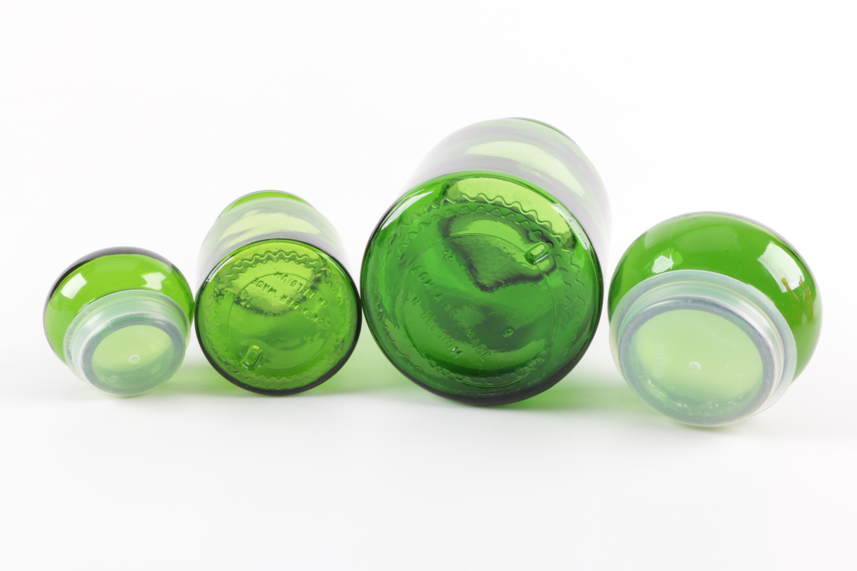 Vintage Red and Green Glass Vases and Bottles