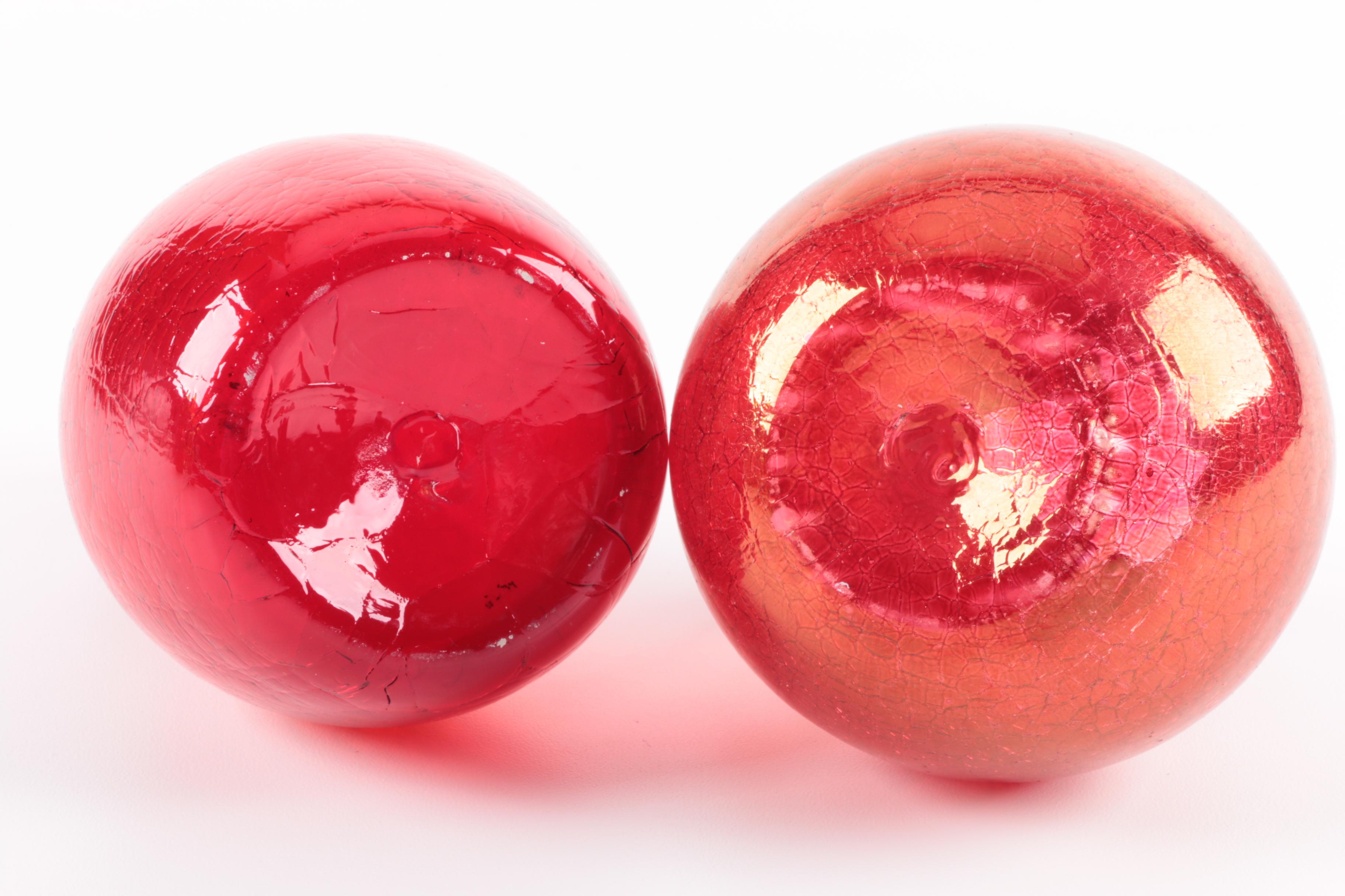 Vintage Red and Green Glass Vases and Bottles