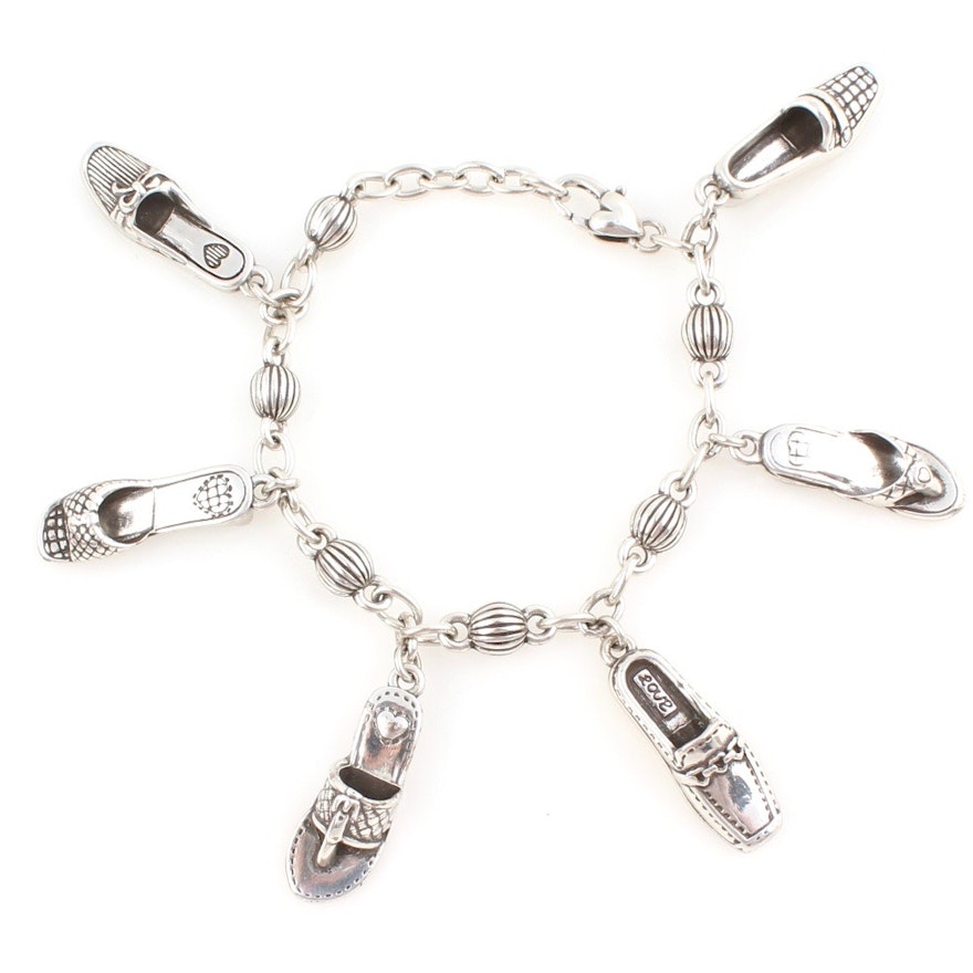 Brighton Shoe Charm Silver Tone Bracelet