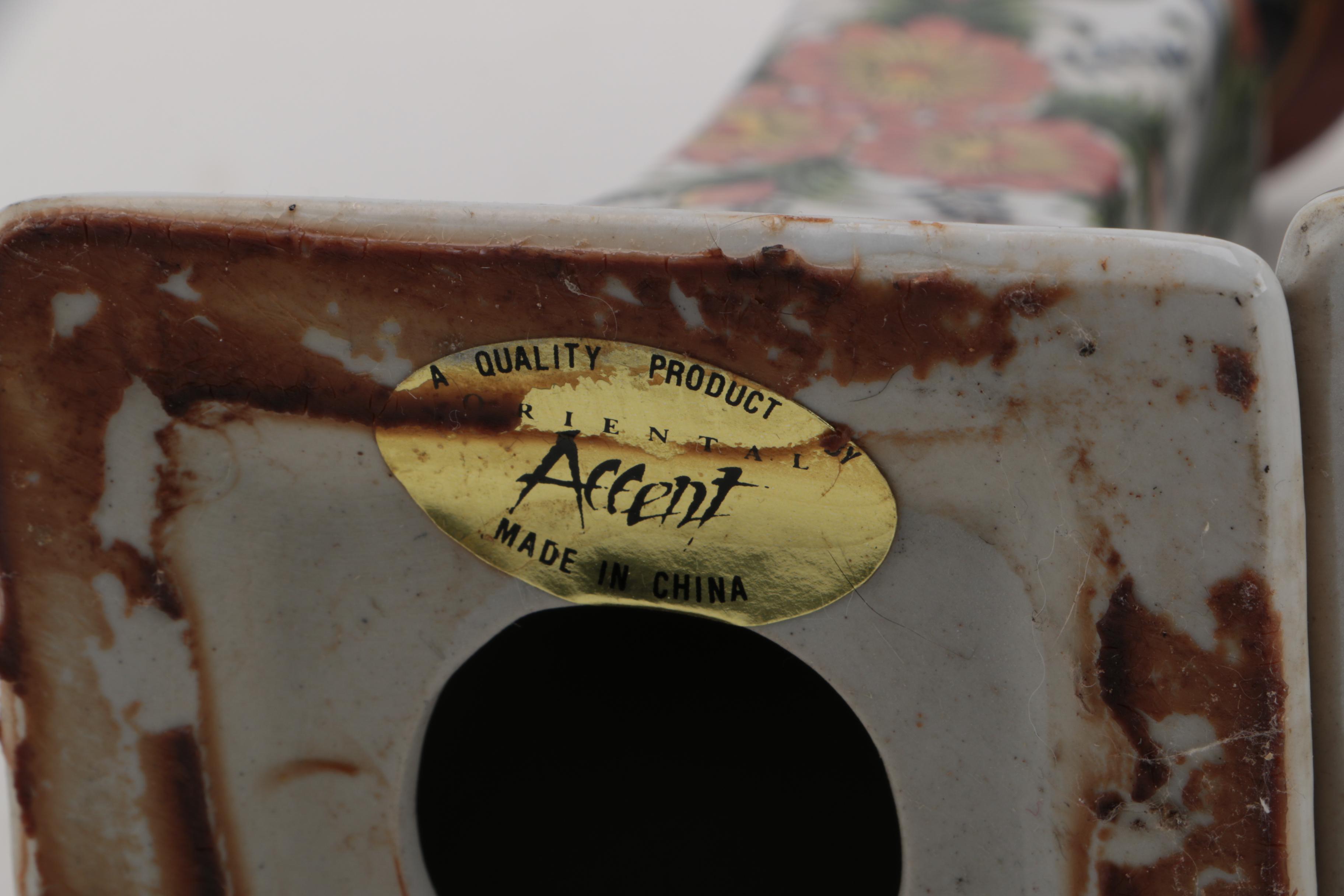 Chinese Hand-Painted Porcelain Candlestick Holders by Oriental Accent