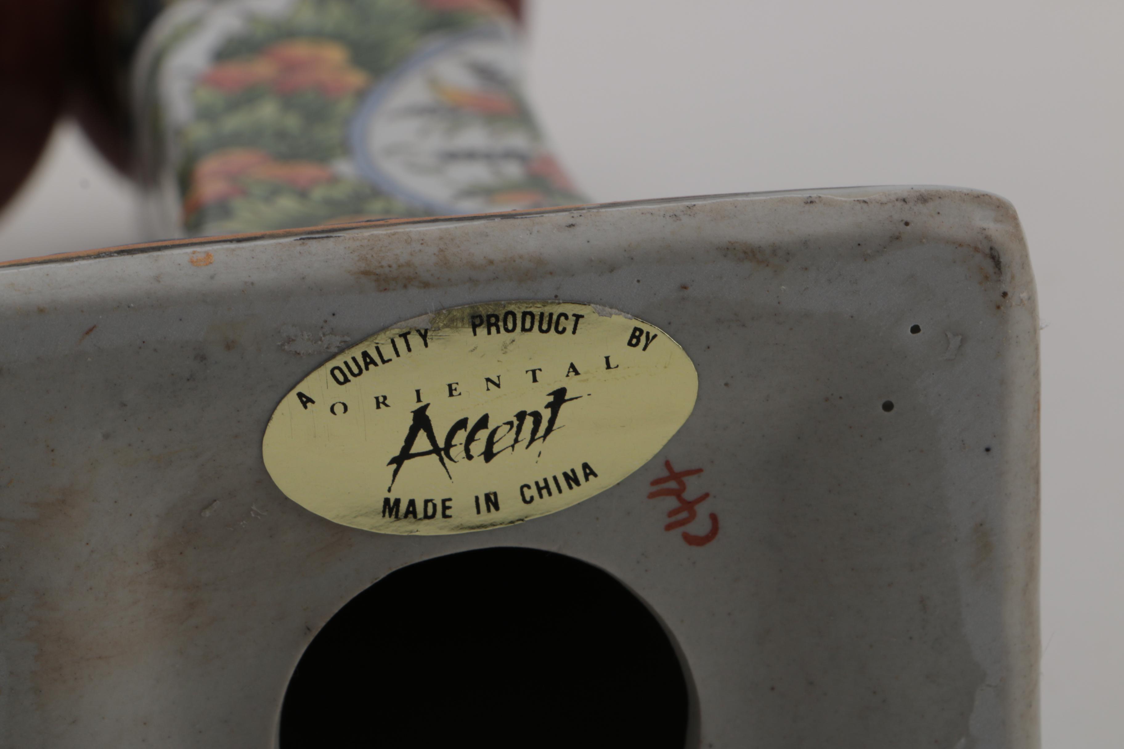 Chinese Hand-Painted Porcelain Candlestick Holders by Oriental Accent