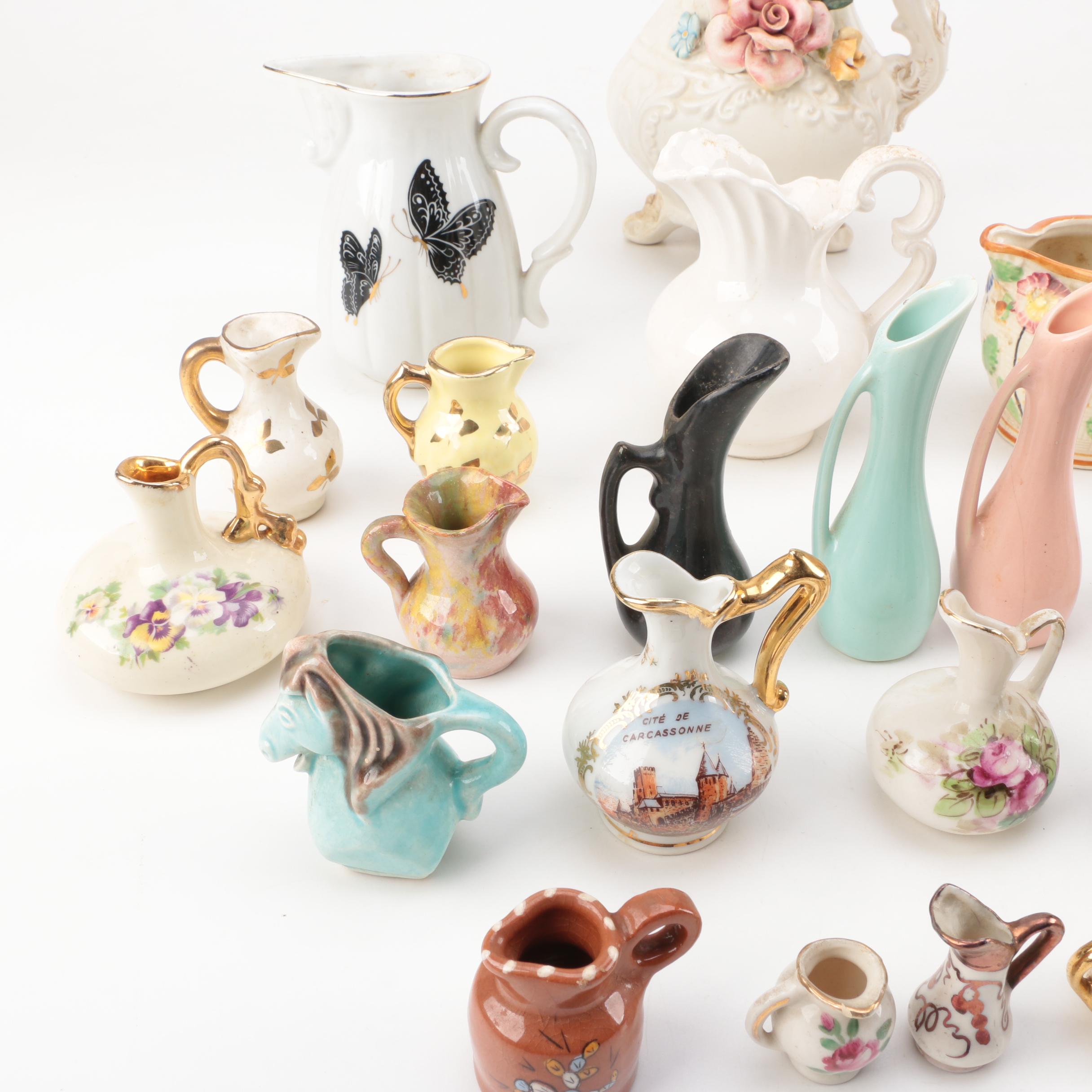 Vintage Jugs and Creamers Including Limoges and Pickard