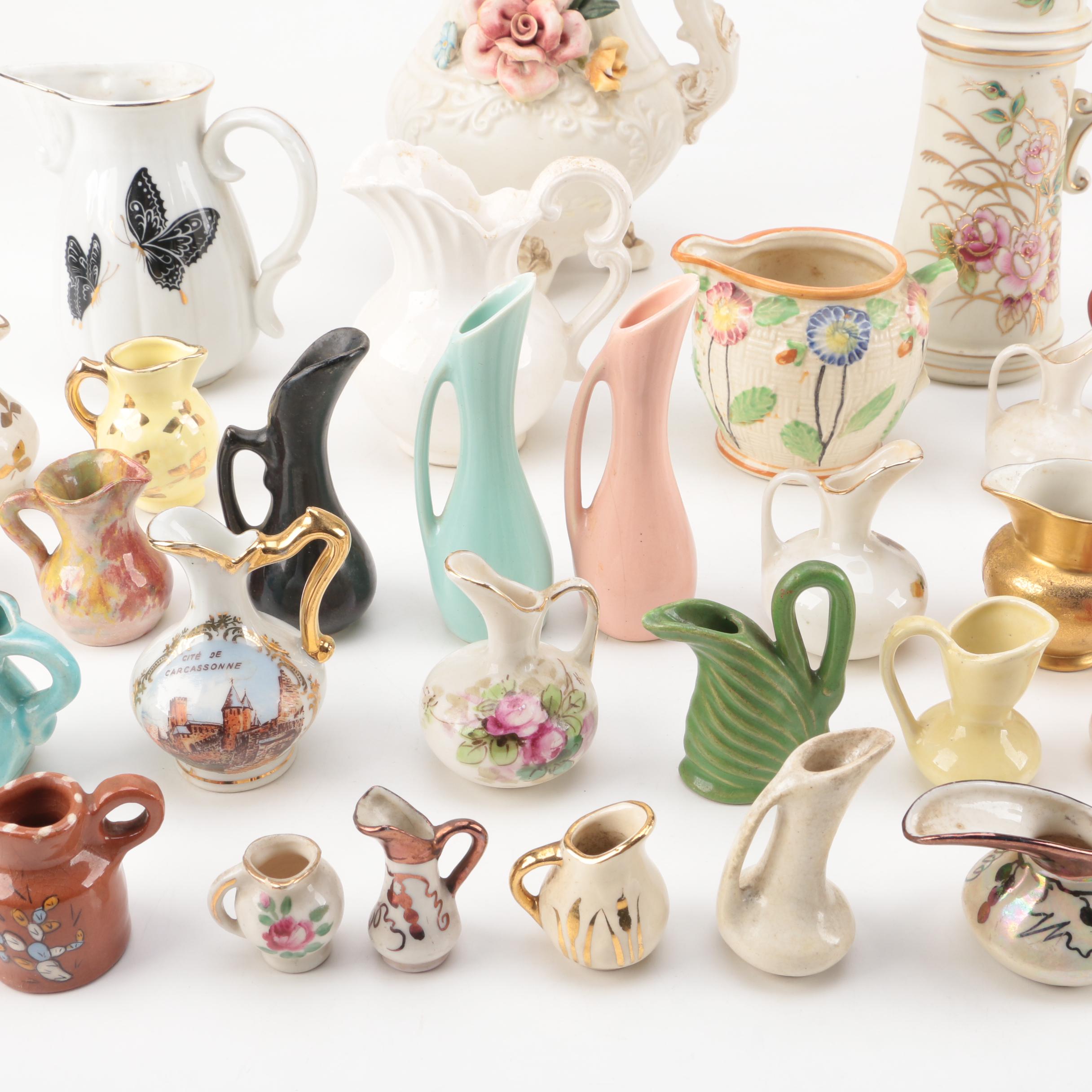Vintage Jugs and Creamers Including Limoges and Pickard