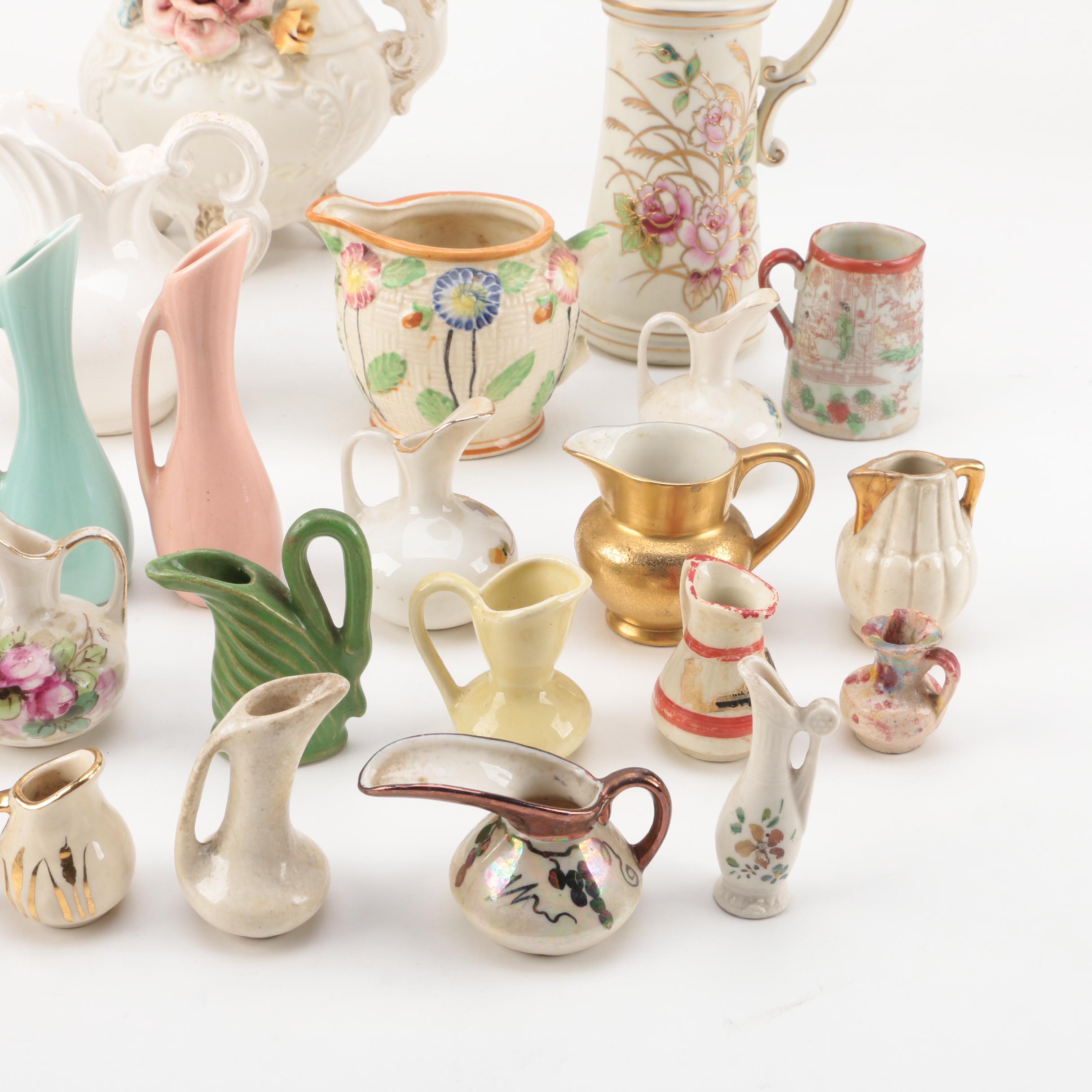 Vintage Jugs and Creamers Including Limoges and Pickard