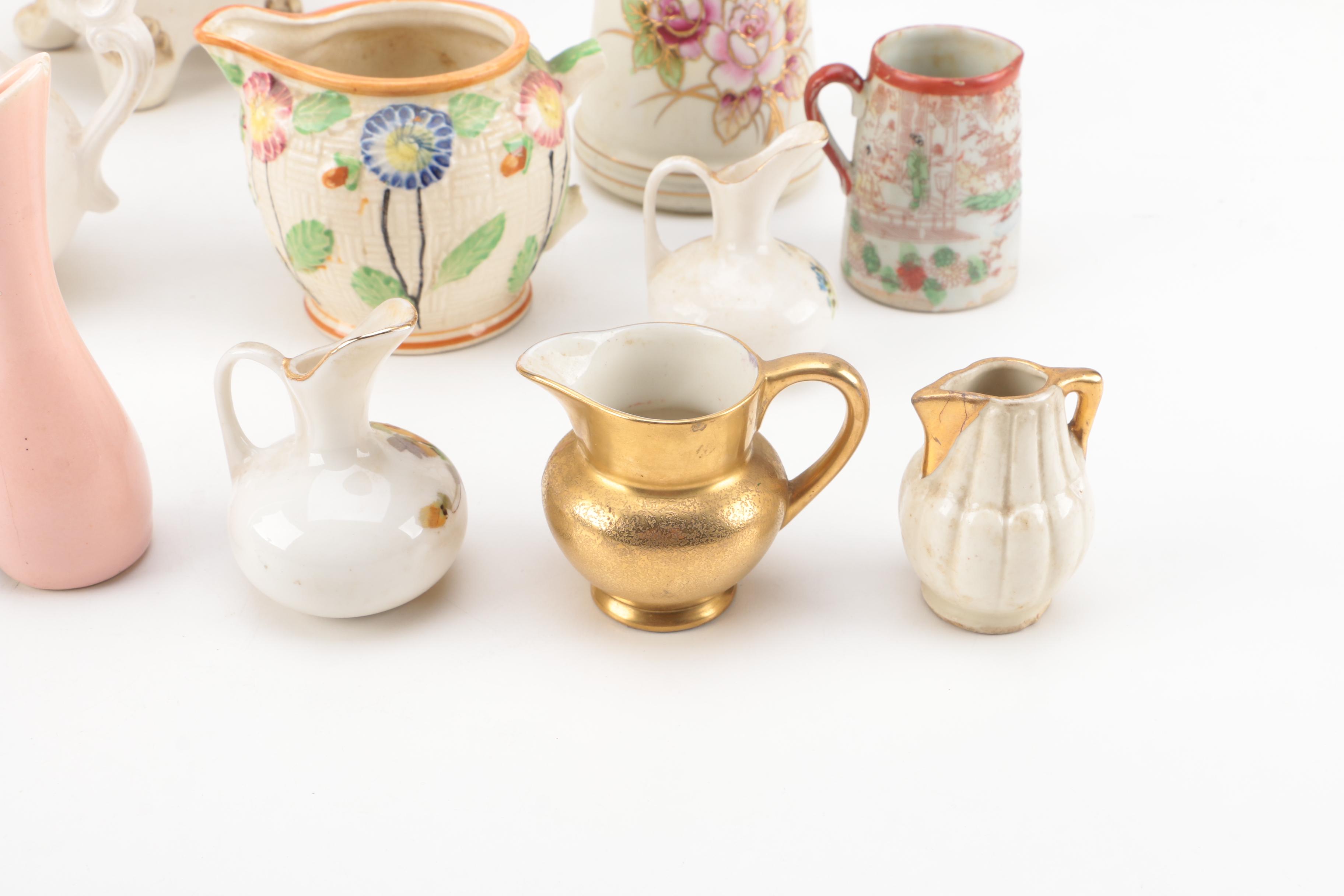 Vintage Jugs and Creamers Including Limoges and Pickard