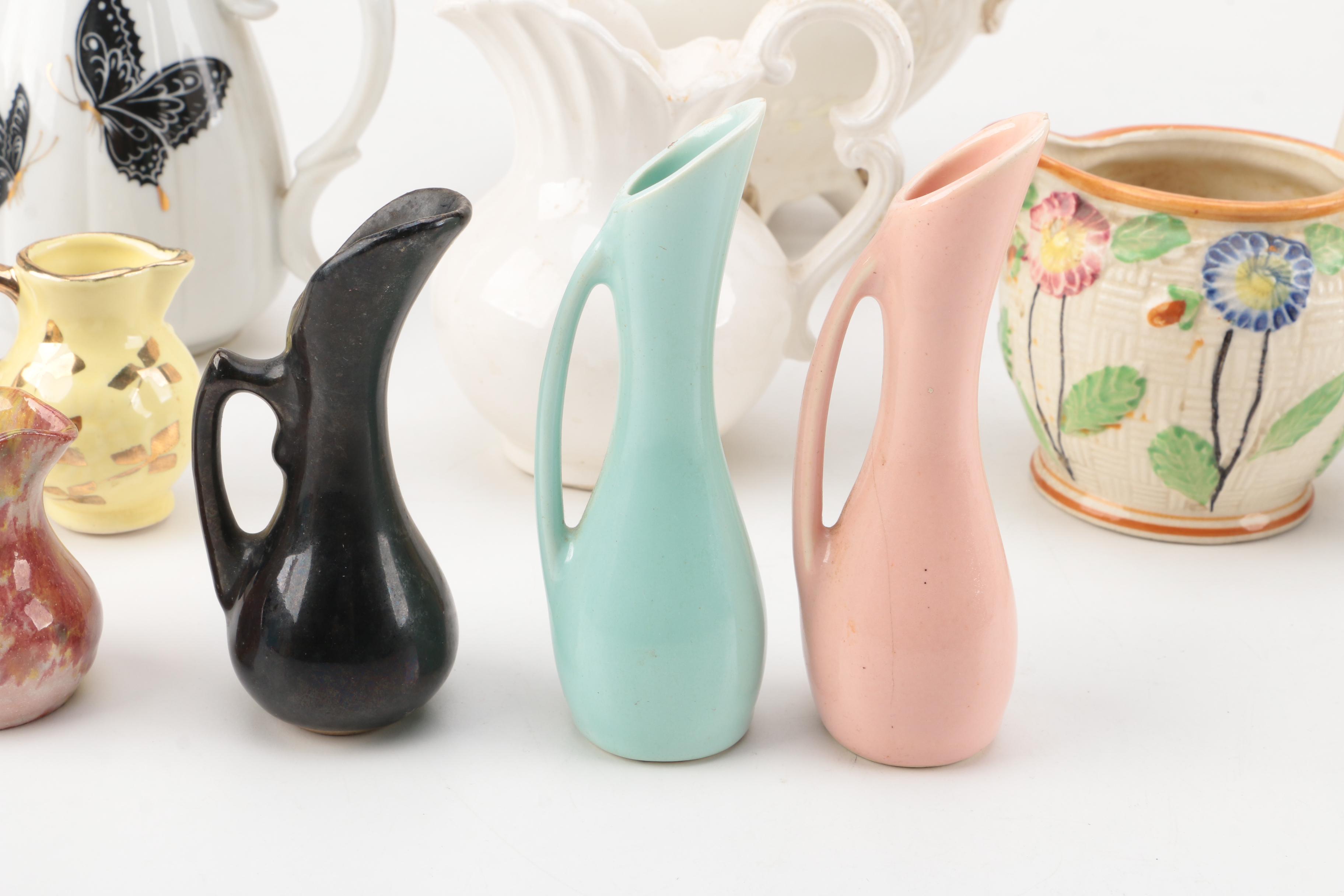 Vintage Jugs and Creamers Including Limoges and Pickard