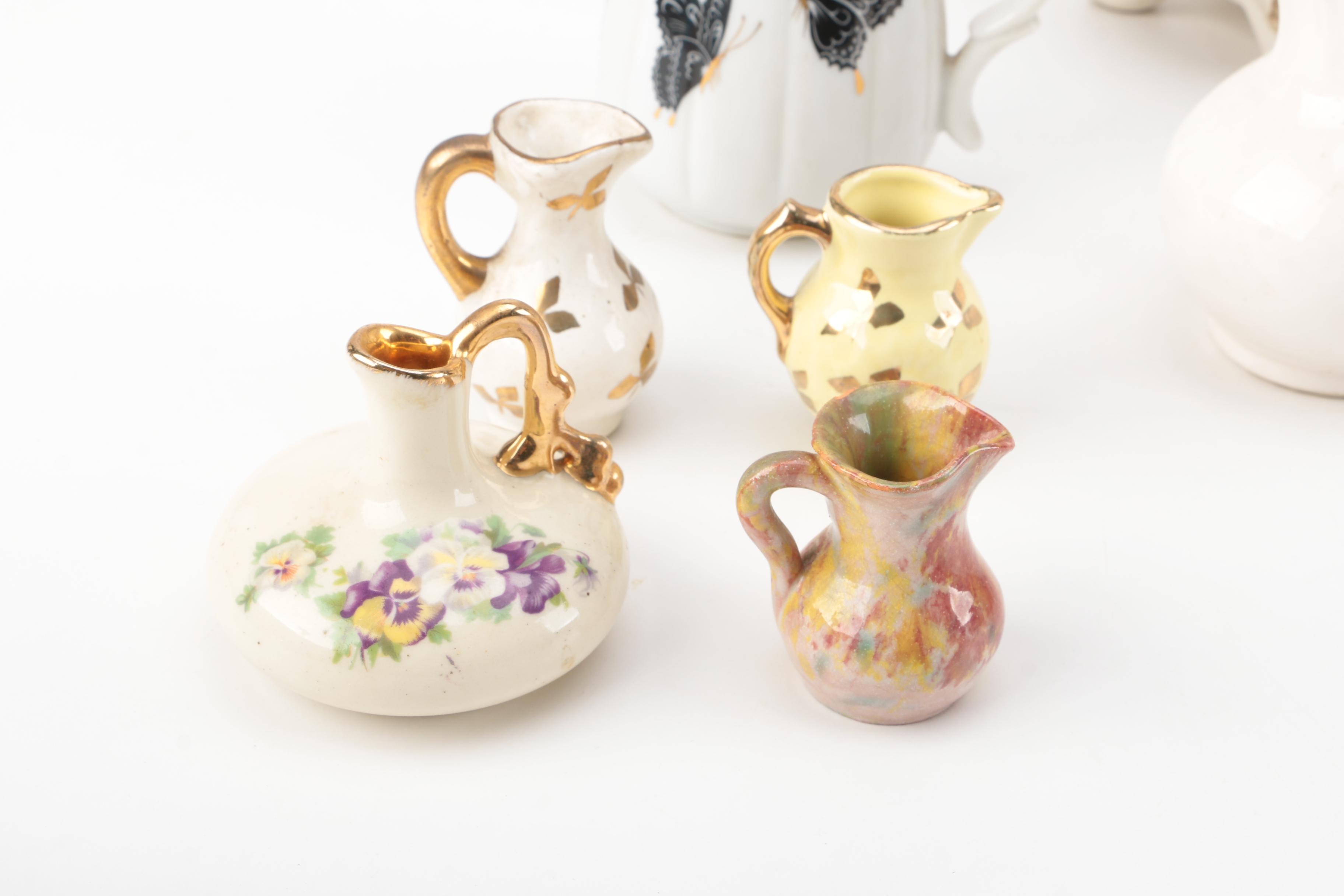 Vintage Jugs and Creamers Including Limoges and Pickard