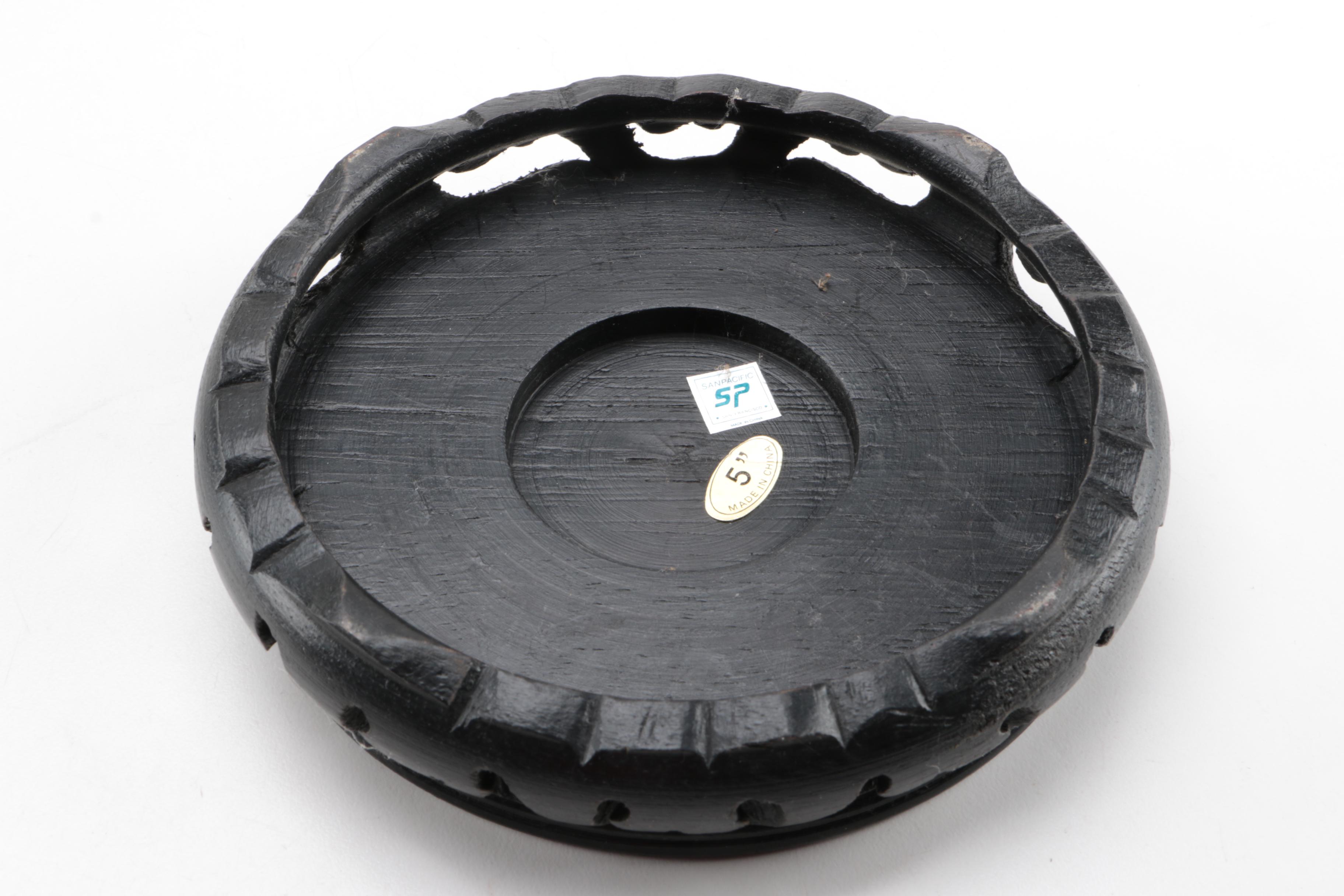 Hand Painted Chinese Ceramic Urn with Stand