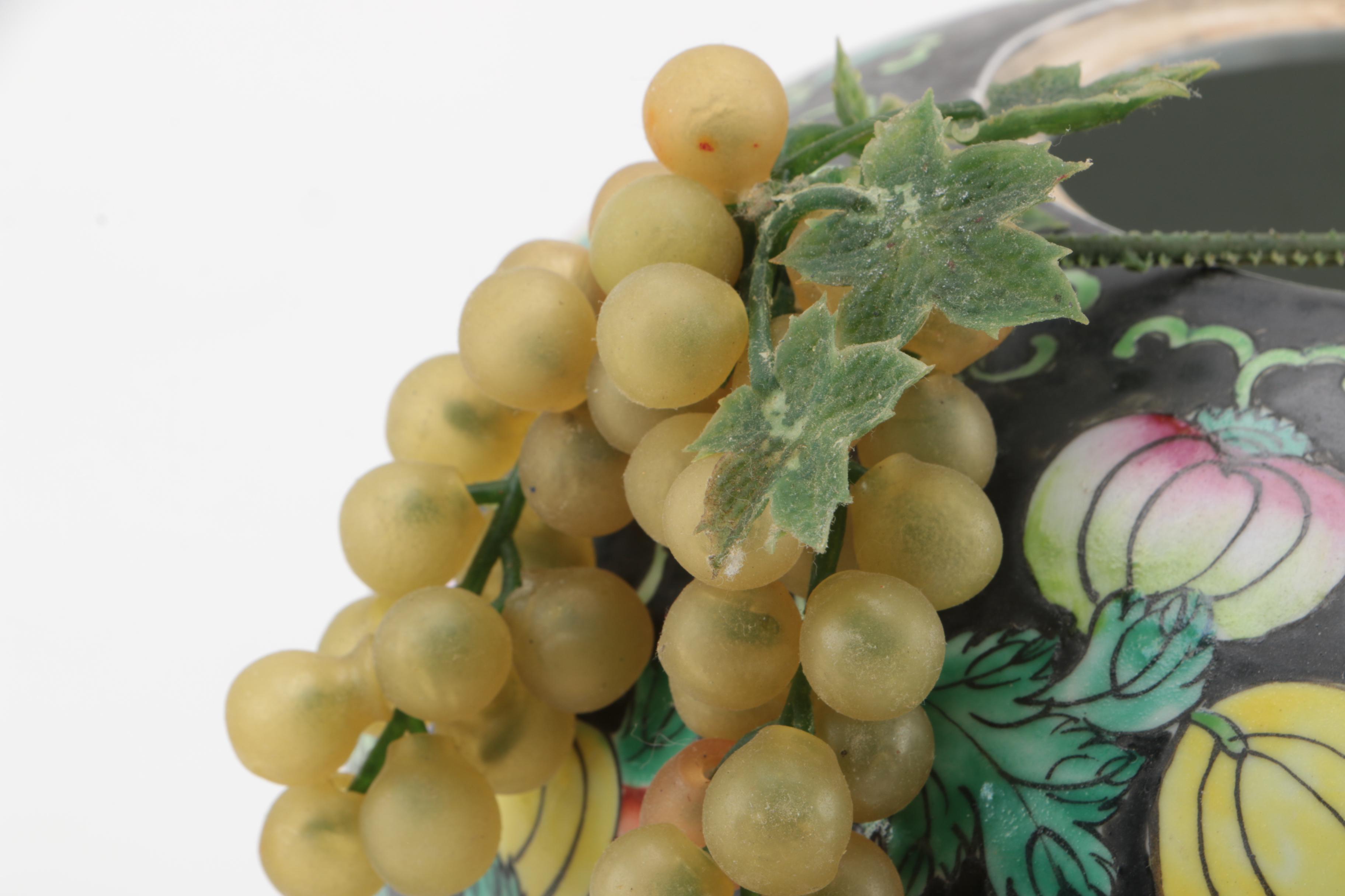 Hand Painted Chinese Ceramic Urn with Stand