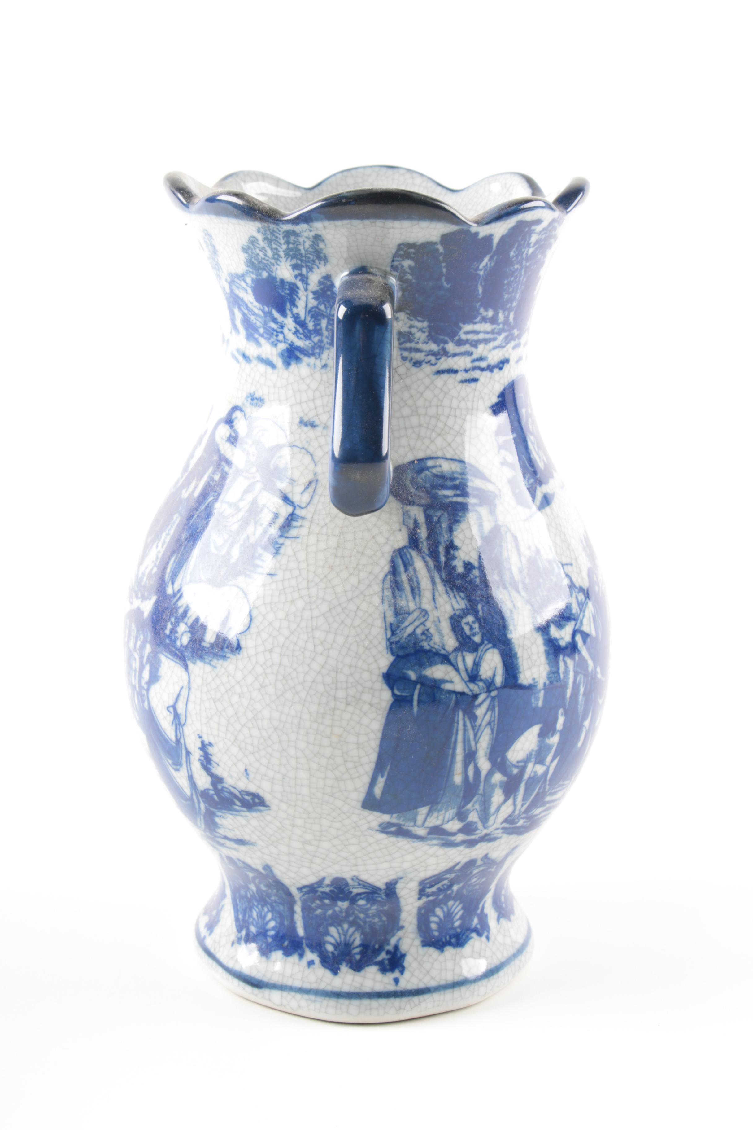 Blue and White Planters and Vase