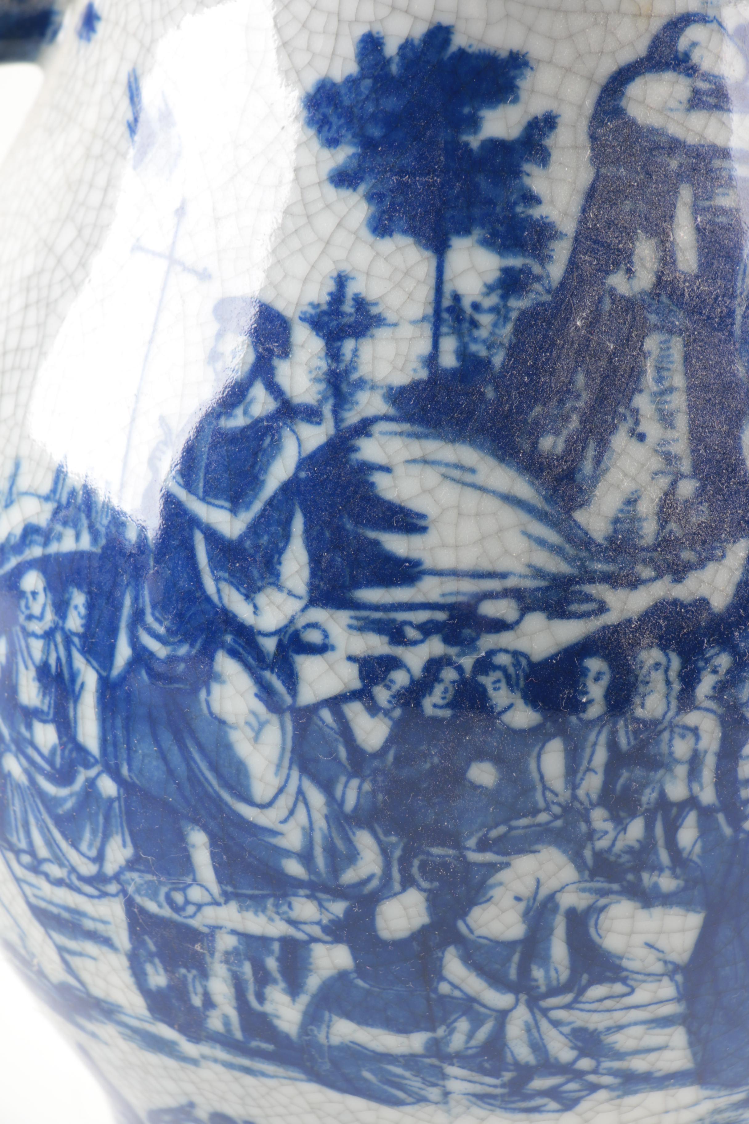 Blue and White Planters and Vase