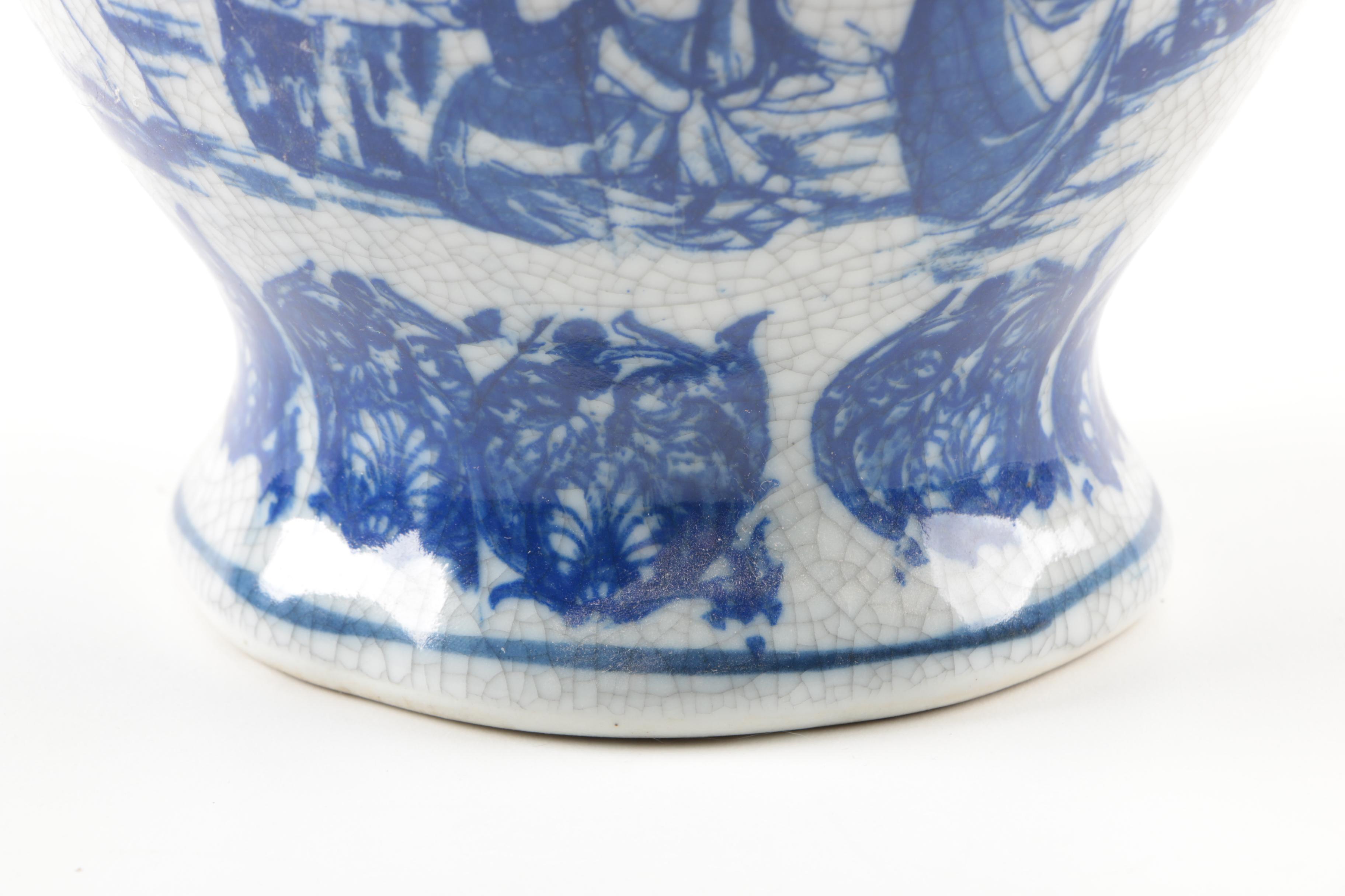 Blue and White Planters and Vase