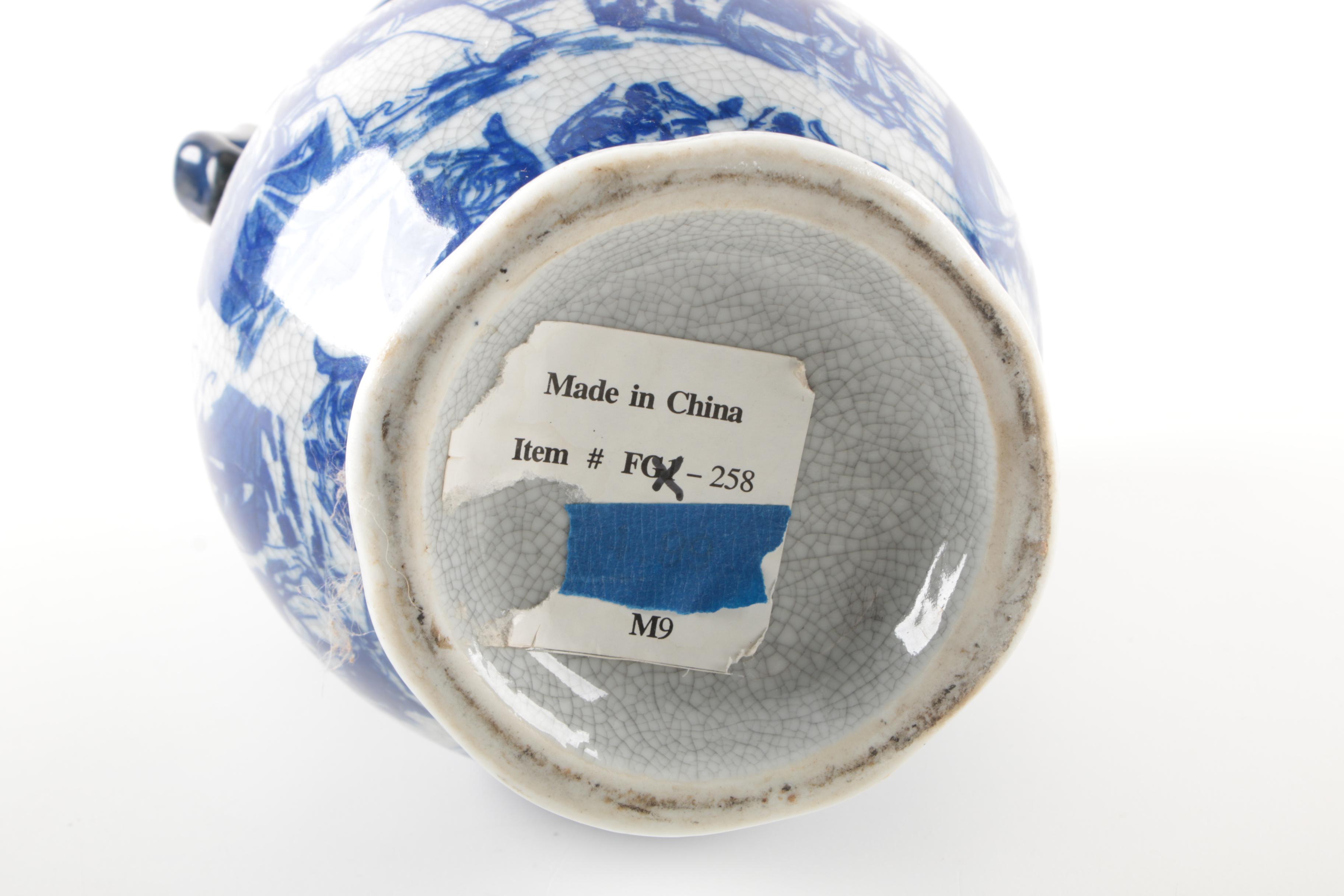 Blue and White Planters and Vase