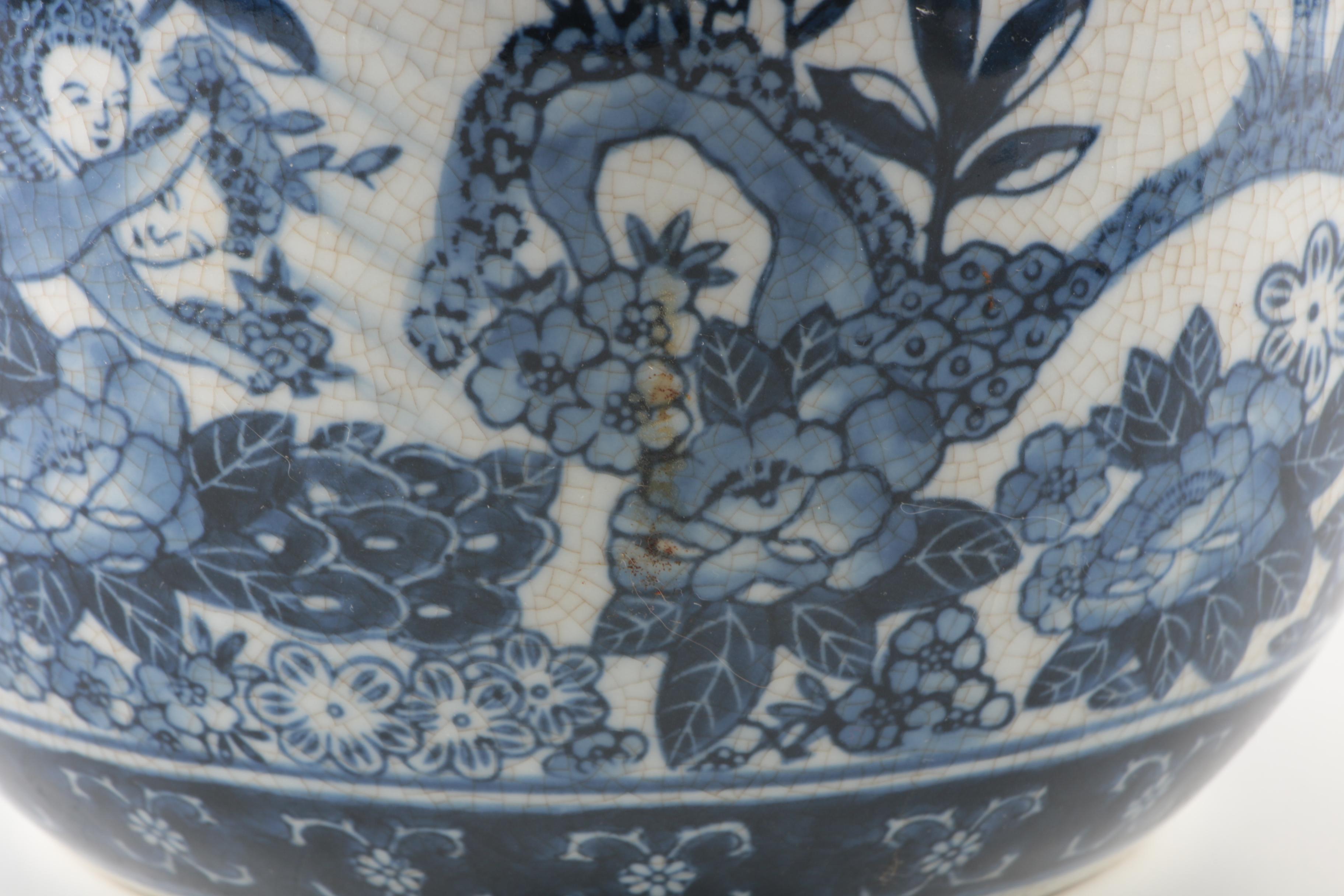 Blue and White Planters and Vase