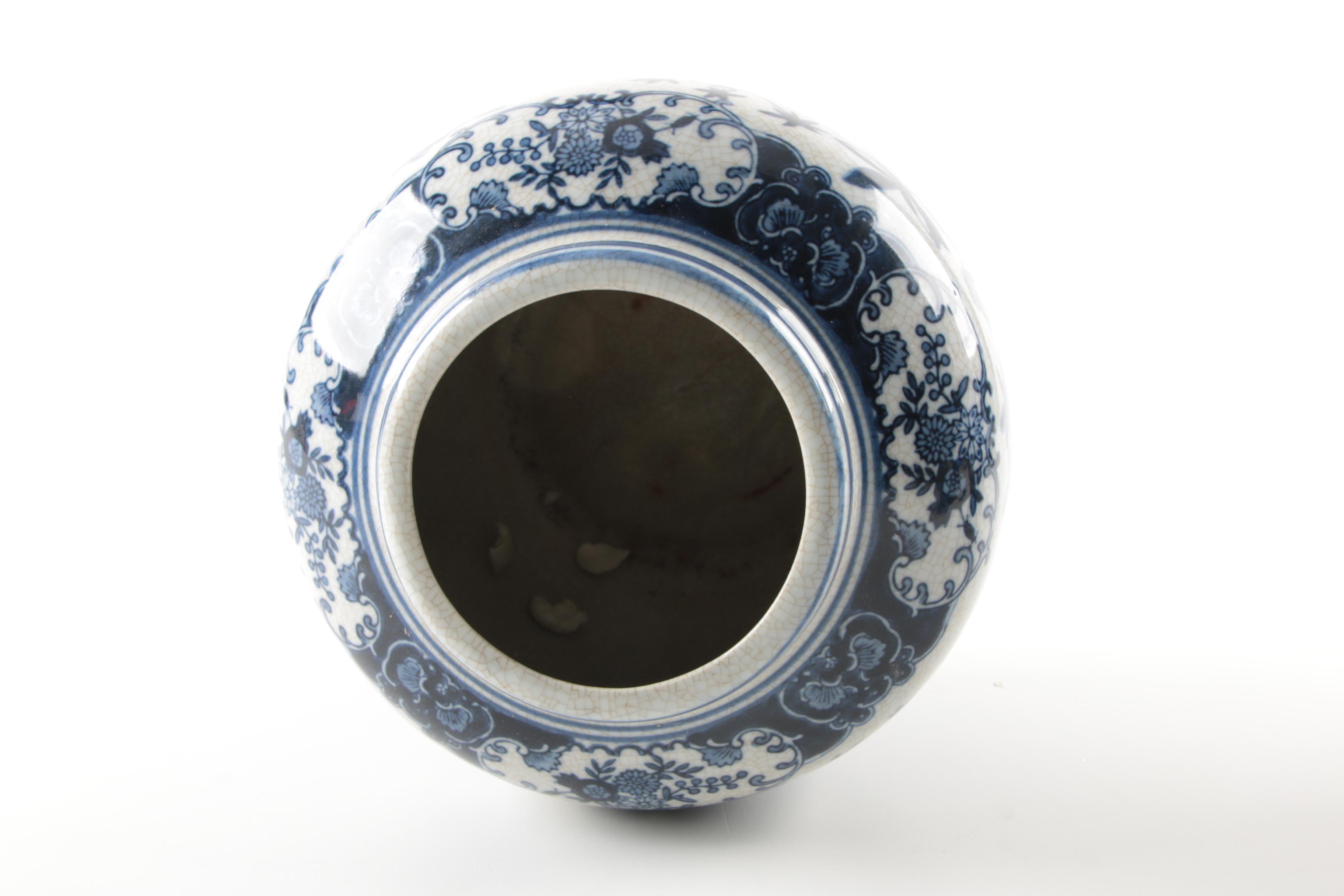 Blue and White Planters and Vase