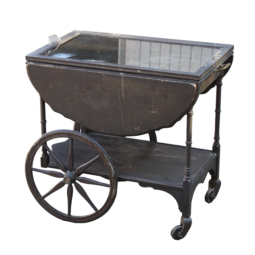 Vintage Painted Wood Tea Cart