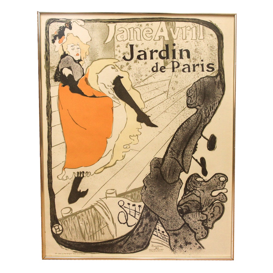 Lithograph After Henri Toulouse-Lautrec "Jane Avril"