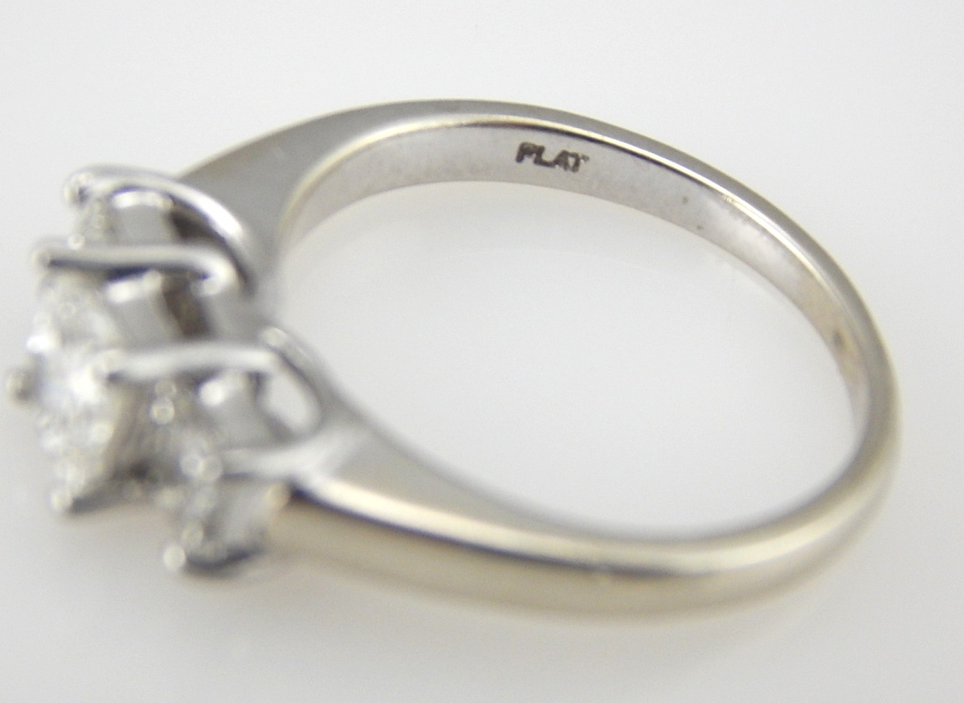 14K White Gold and Platinum Magic Glo 0.96 CTW Three-Diamond Engagement Ring