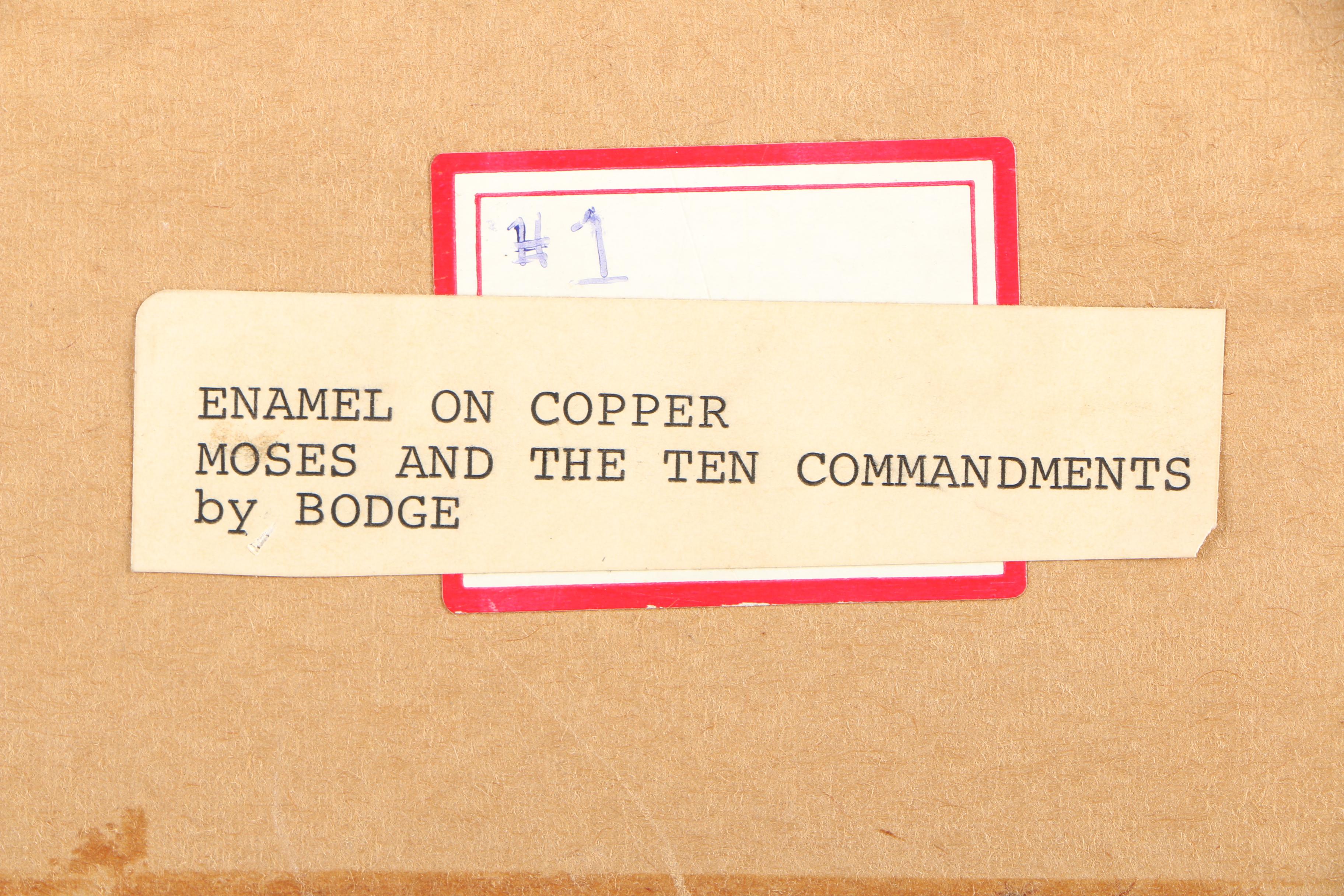 (Priority)E. Robert Bodge Enamel on Copper "Moses and the Ten Commandments"