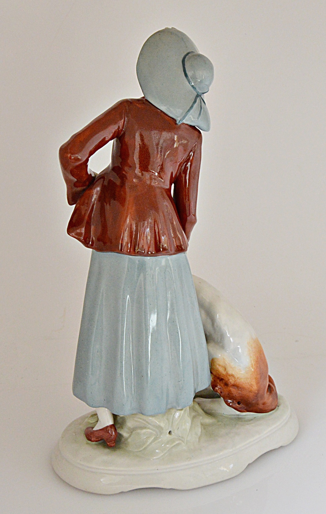 Vintage German Fasold & Stauch Lady Figurine with Wolfhound